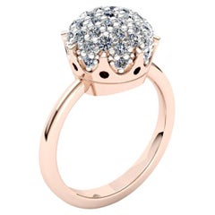 Crown White Diamond Elegant Rose 18K Gold Ring for Her for Him