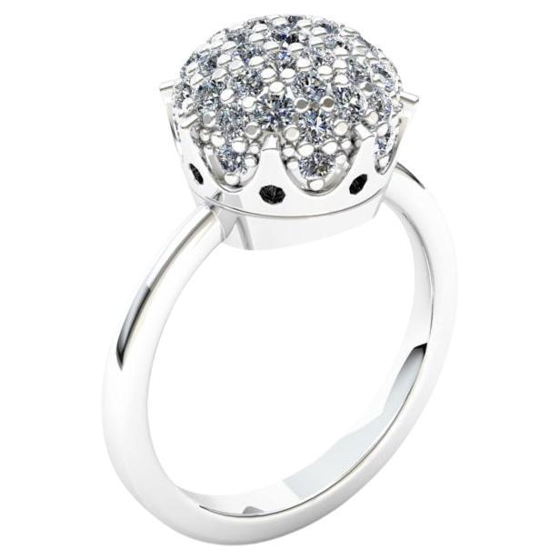 Crown White Diamond  Elegant White 18K Gold Ring for Her for Him For Sale