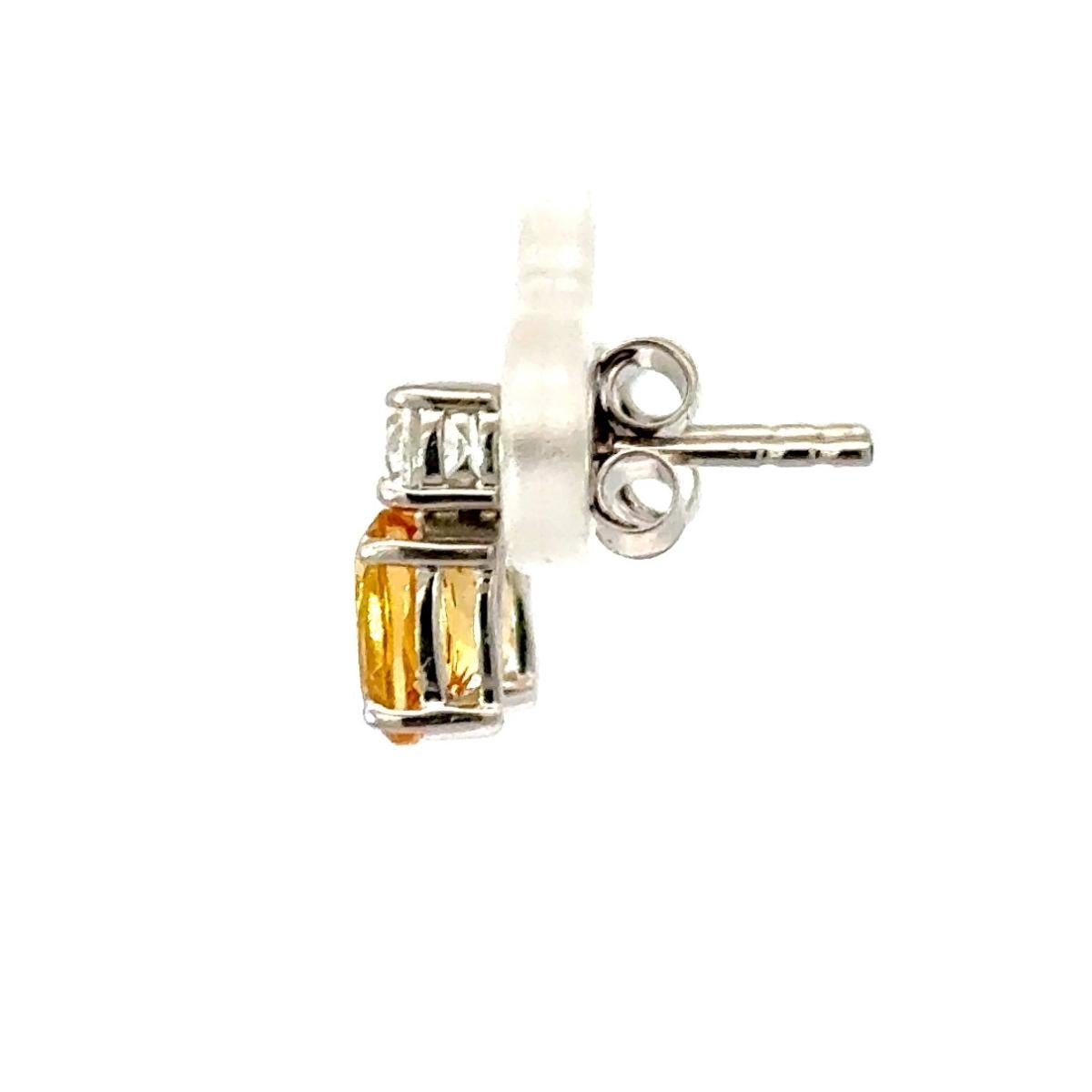 Art Nouveau Crowned Citrine & CZ Stud Earrings in 925 Silver Jewelry for Mom Gift For Sale