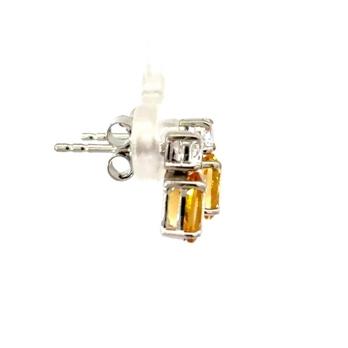 Crowned Citrine & CZ Stud Earrings in 925 Silver Jewelry for Mom Gift In New Condition For Sale In New York, NY