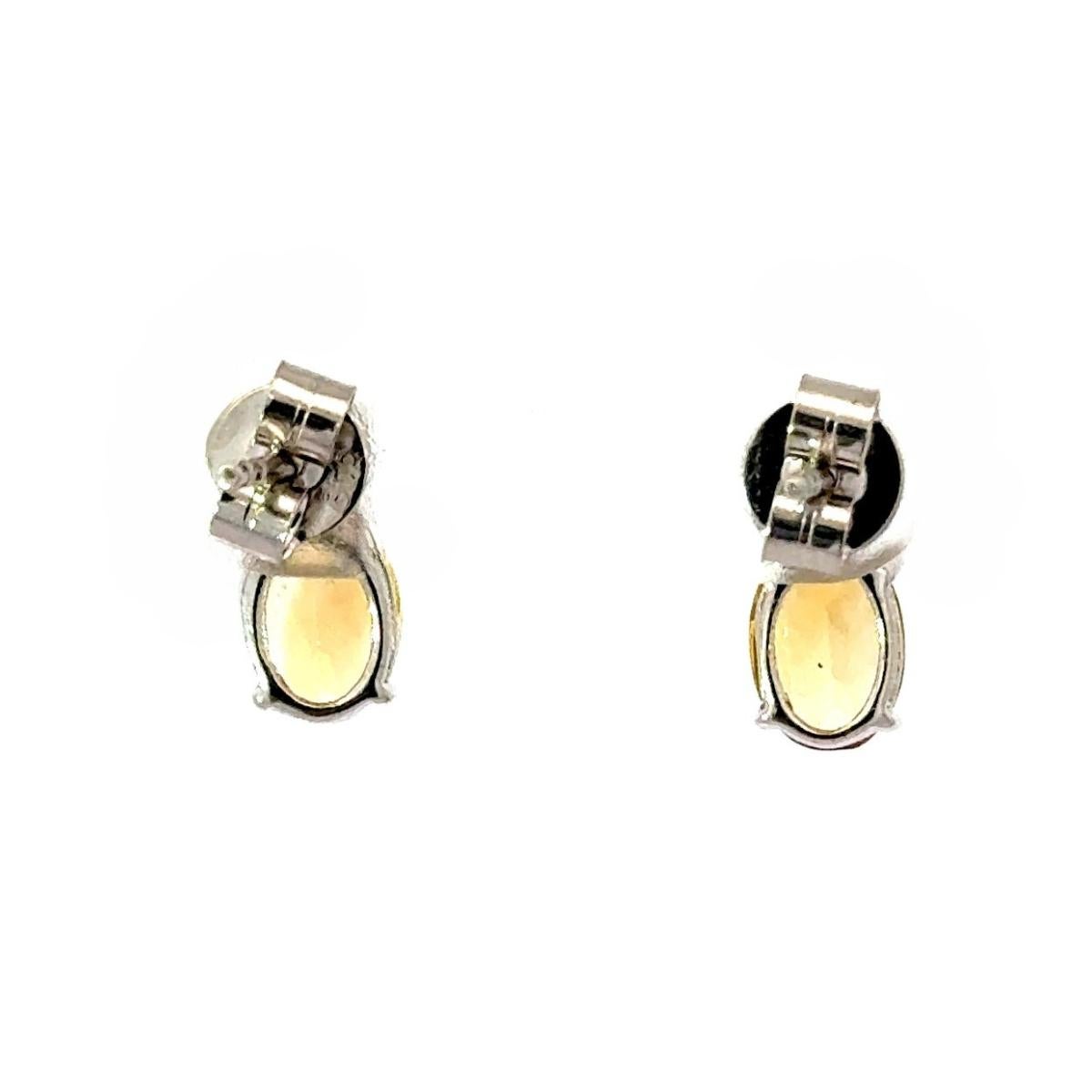 Crowned Citrine & CZ Stud Earrings in 925 Silver Jewelry for Mom Gift For Sale 2