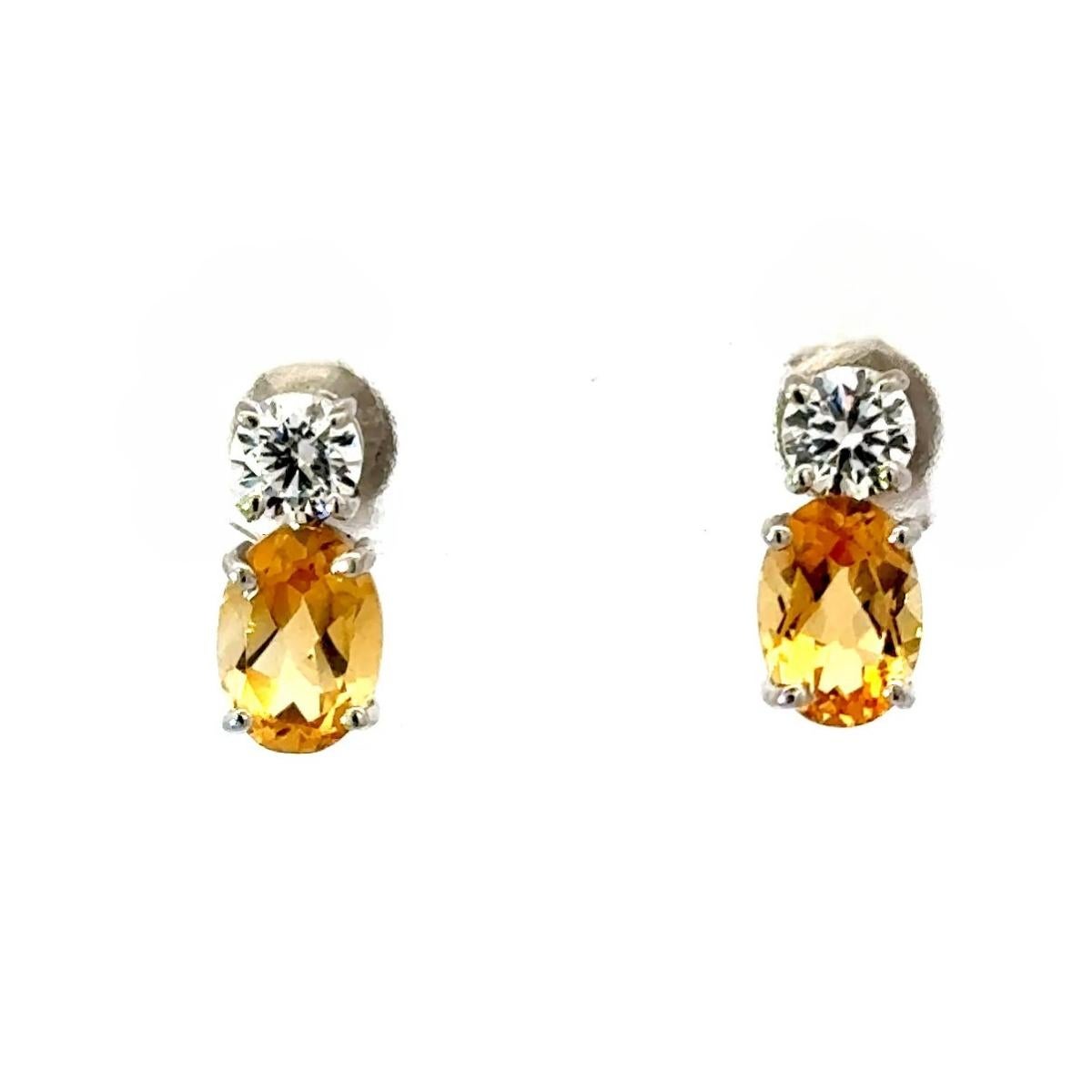 Crowned Citrine & CZ Stud Earrings in 925 Silver Jewelry for Mom Gift For Sale 3