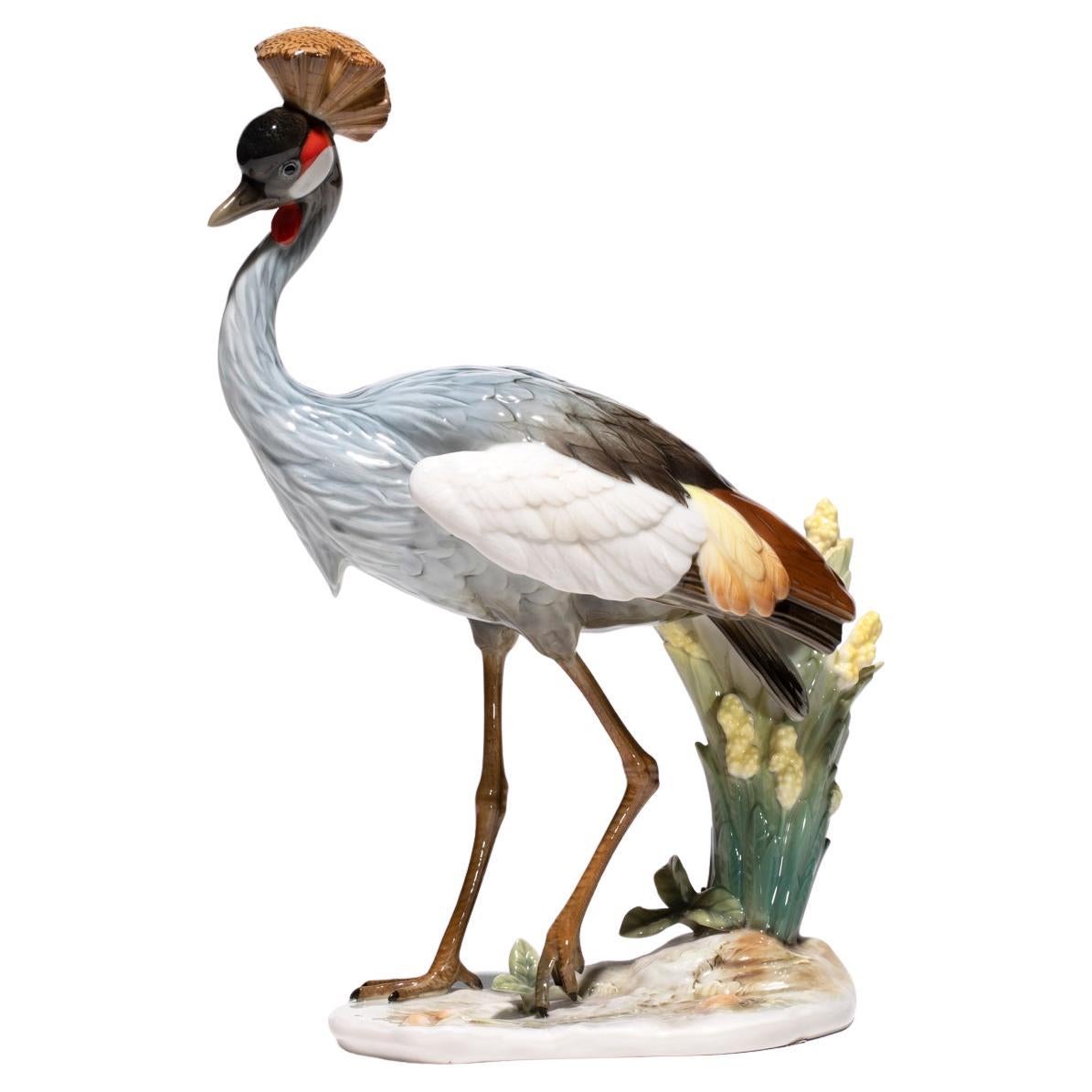 Lorenz Hutschenreuther-Selb Porcelain Figurine "CROWNED CRANE" For Sale