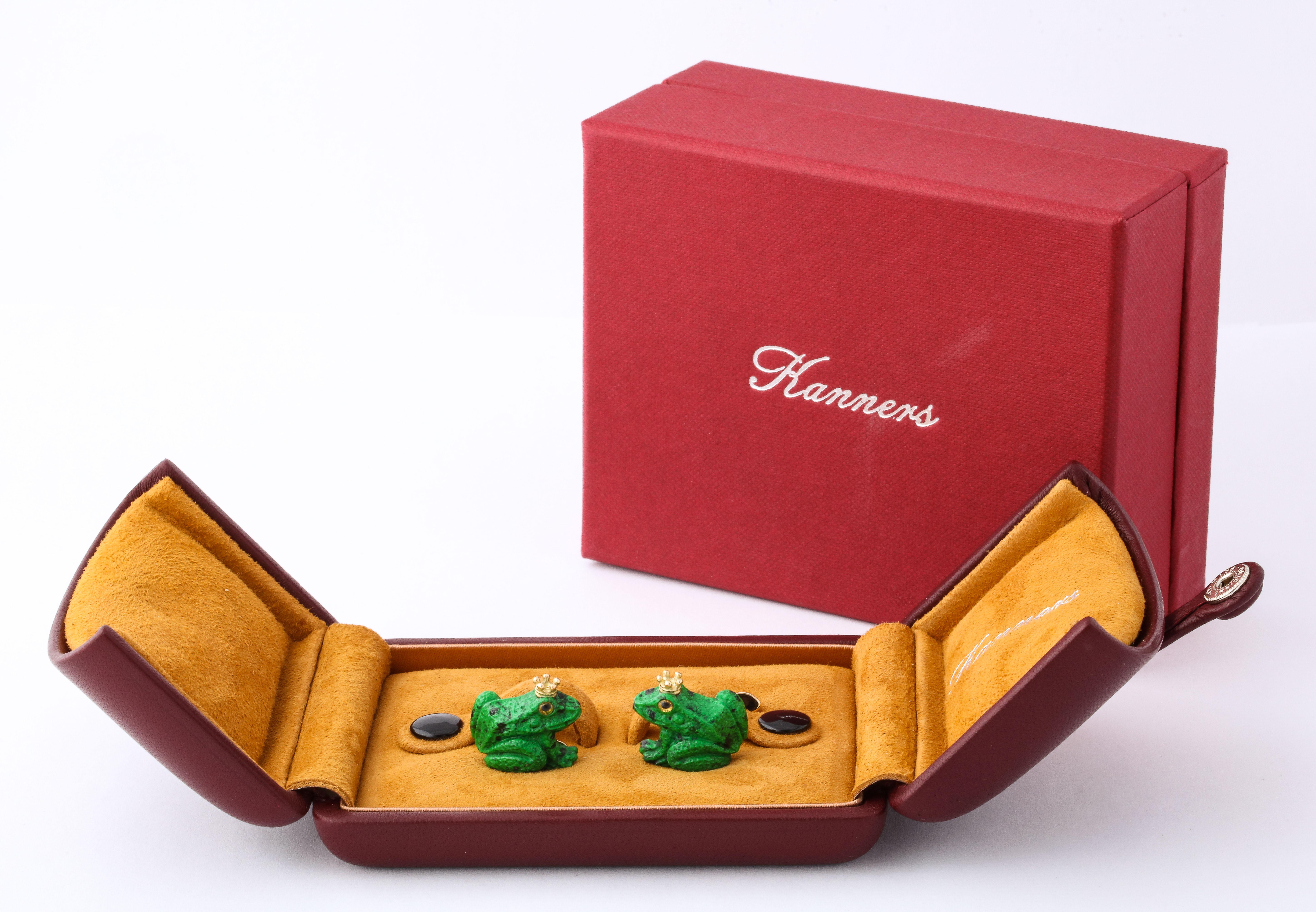 Modern Crowned Frog Cufflinks by Michael Kanners For Sale