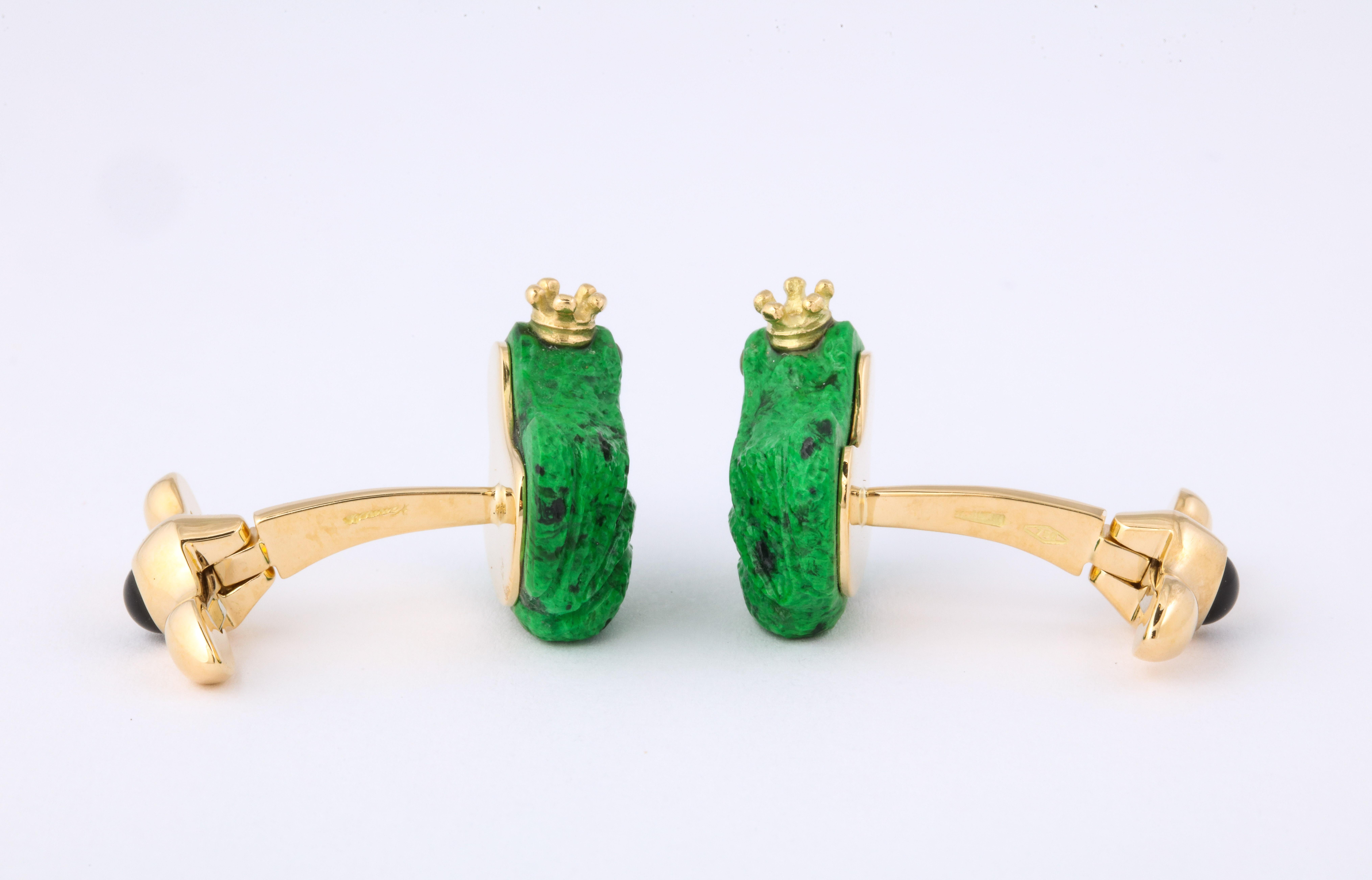 Crowned Frog Cufflinks by Michael Kanners In New Condition For Sale In Bal Harbour, FL