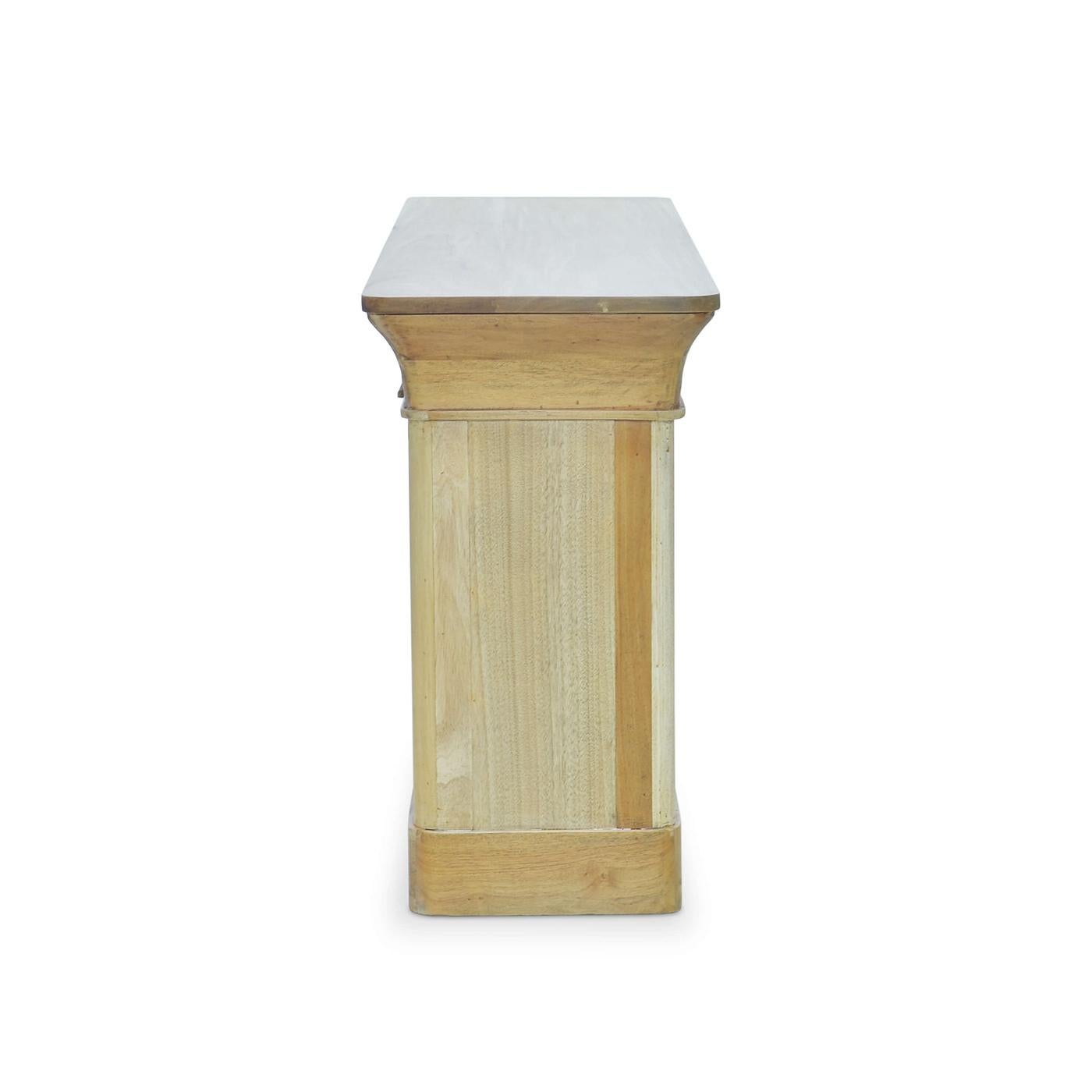 Asian Crowned Modern Console Table in Natural Fruitwood For Sale