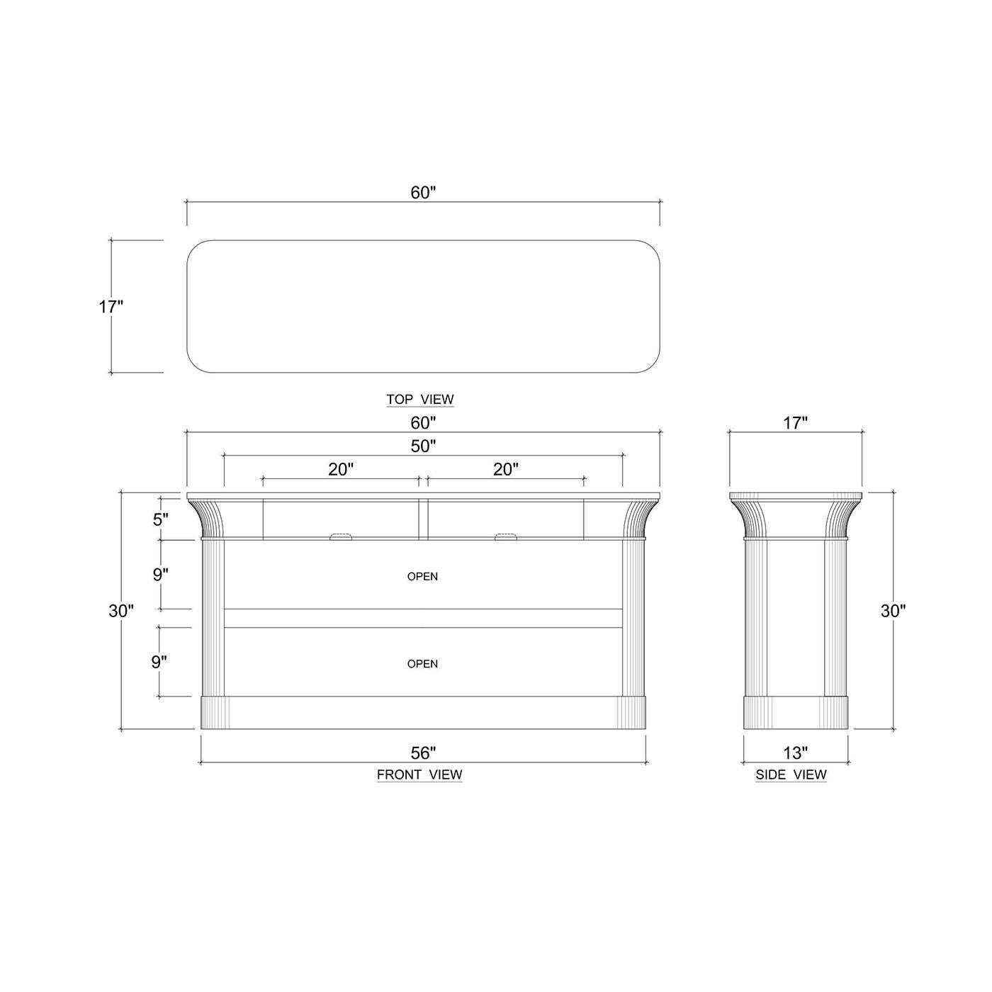 Contemporary Crowned Modern Console Table in Natural Fruitwood For Sale