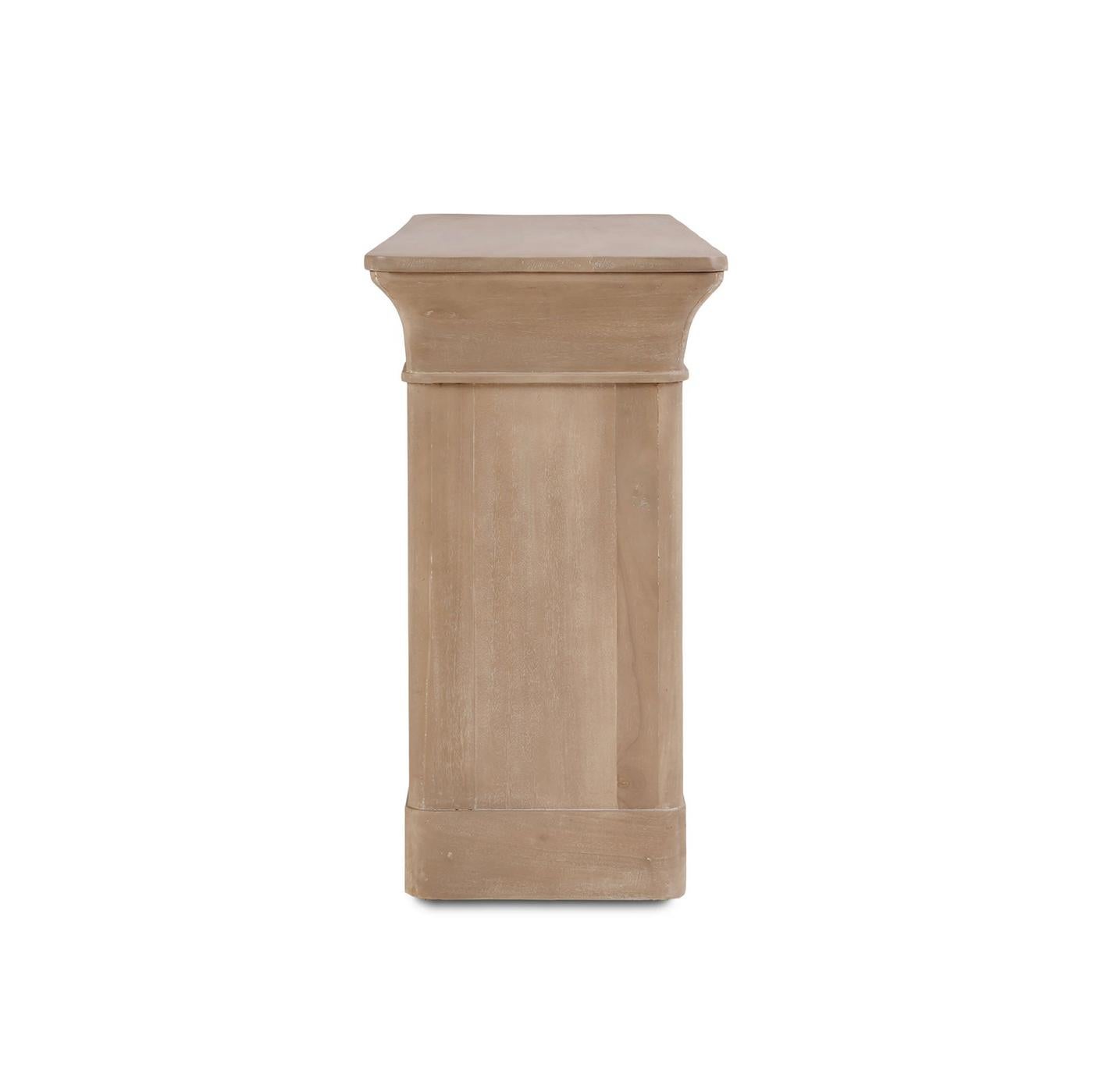 Asian Crowned Modern Console Table in Sandbar For Sale