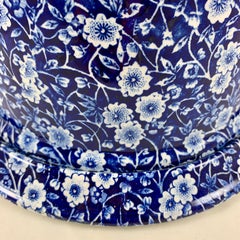 Crownford Staffordshire Blue Calico Chintz Transferware Cheese Dome on Stand