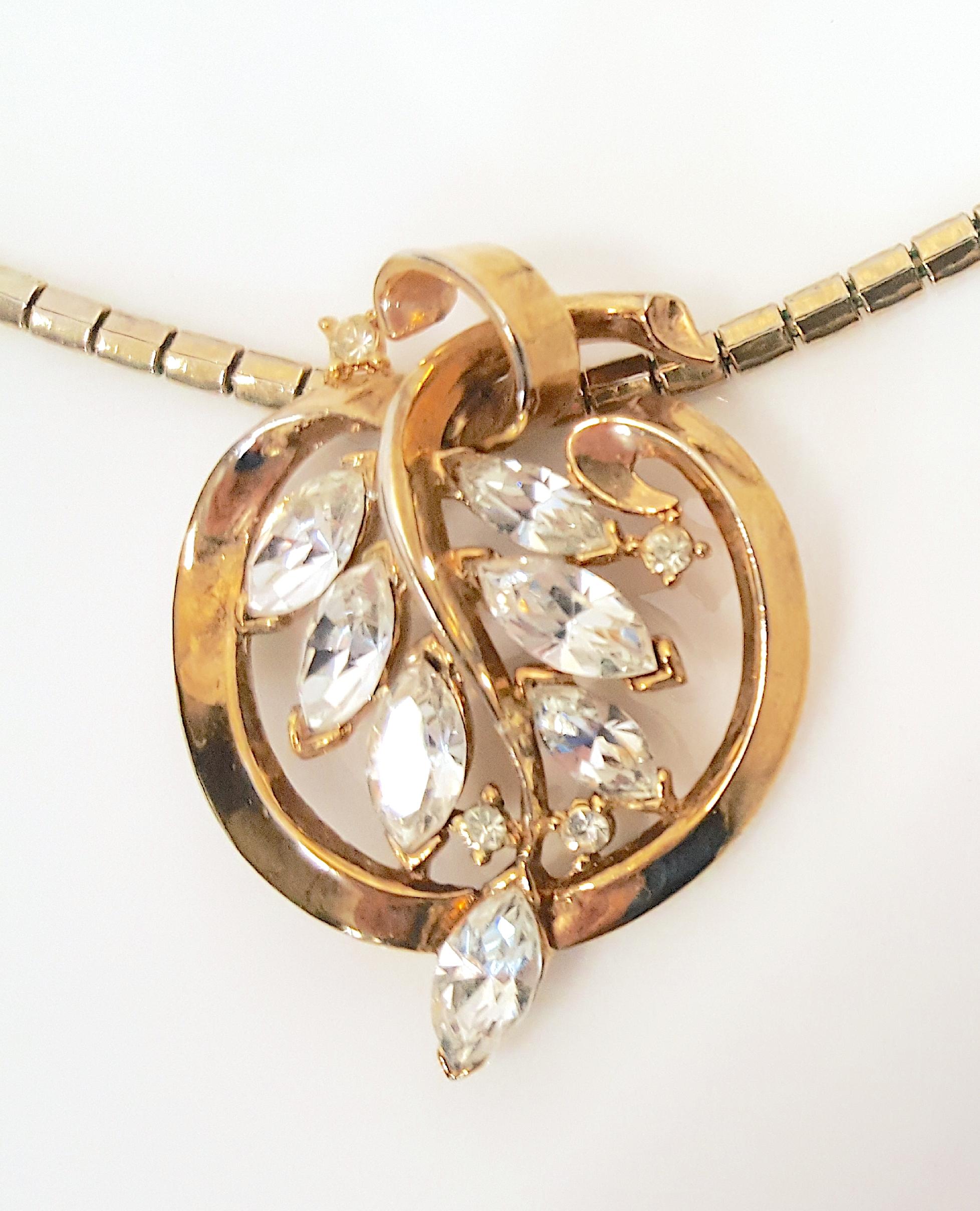 Modern CrownTrifari 1940s Philippe RareParure InvisiblySetCrystal EarringBroochNecklace For Sale