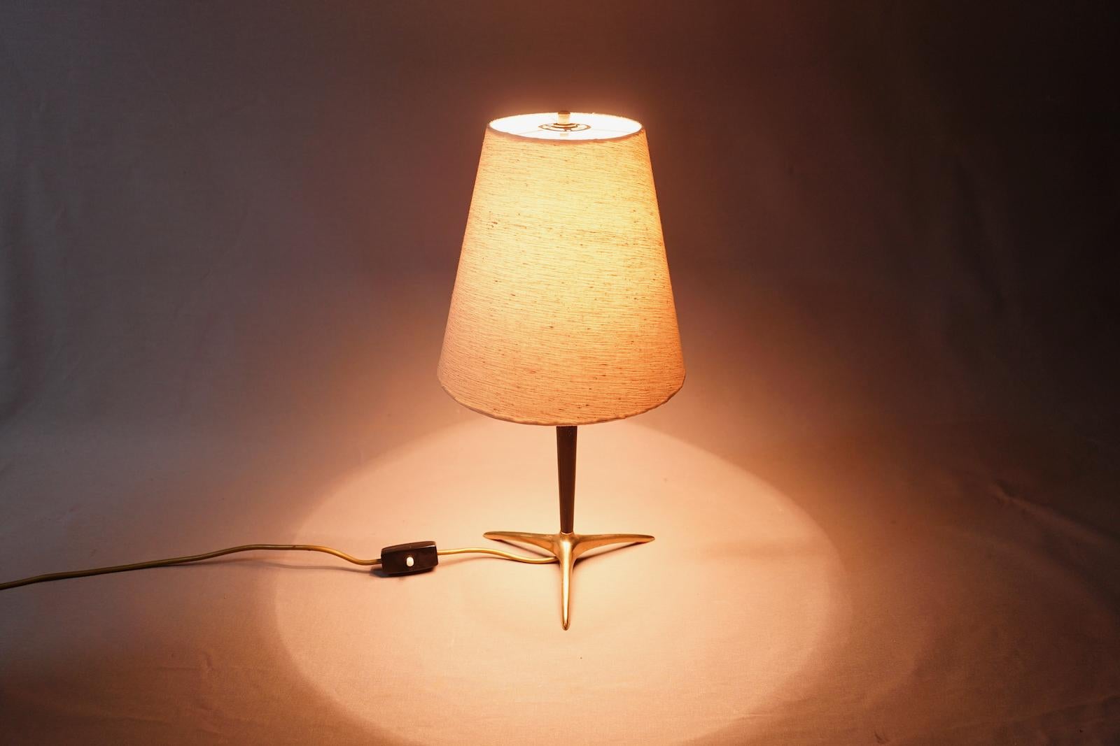 Mid-Century Modern Crow`s Foot Brass Table Lamp 1950s For Sale