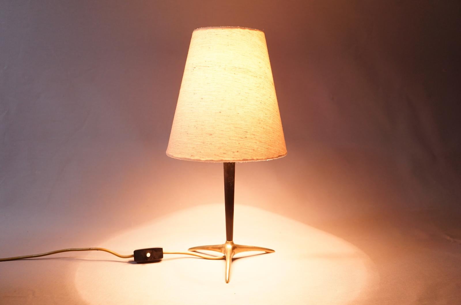 European Crow`s Foot Brass Table Lamp 1950s For Sale