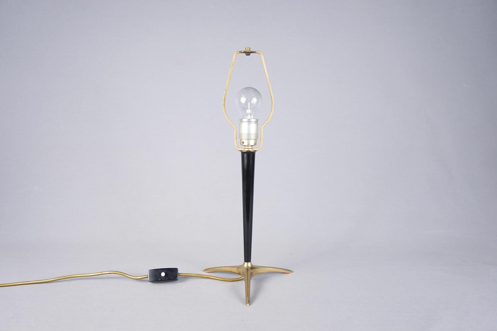Mid-20th Century Crow`s Foot Brass Table Lamp 1950s For Sale