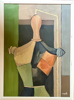 French Cubist Oil and Acrylic on Board, Le Mannequin, After Giorgio de Chirico
