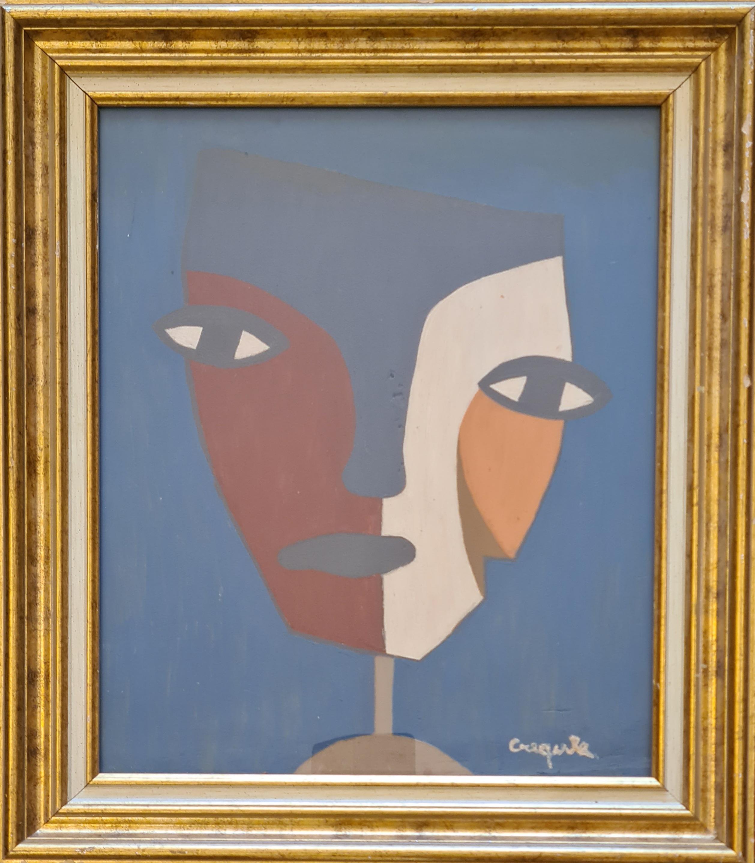 La Masque Africain, Hommage to Picasso and the European Modernists. - Painting by Créqule 