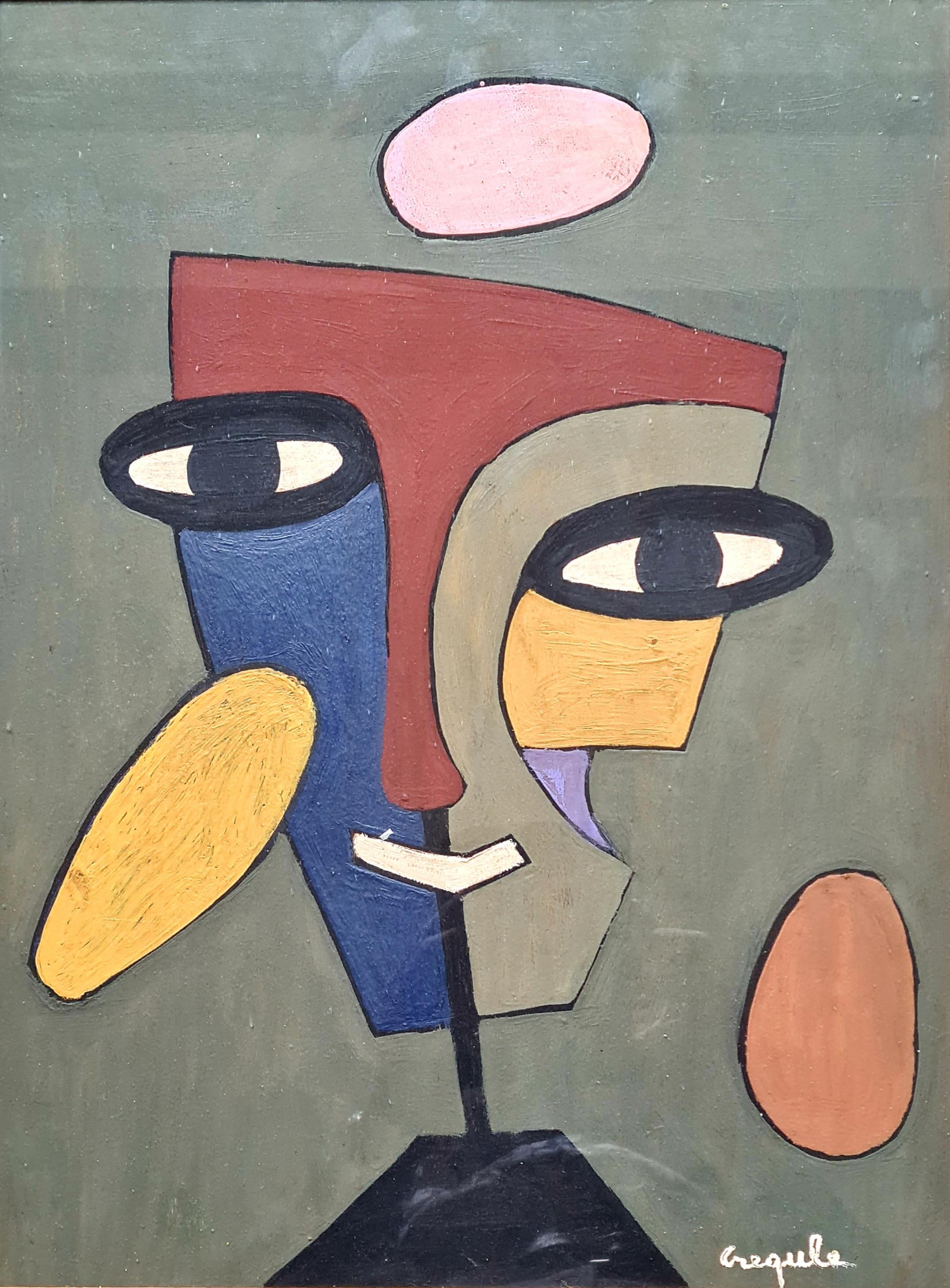La Masque Africain, Omaggio a Picasso e ai modernisti europei. - Painting di Créqule 