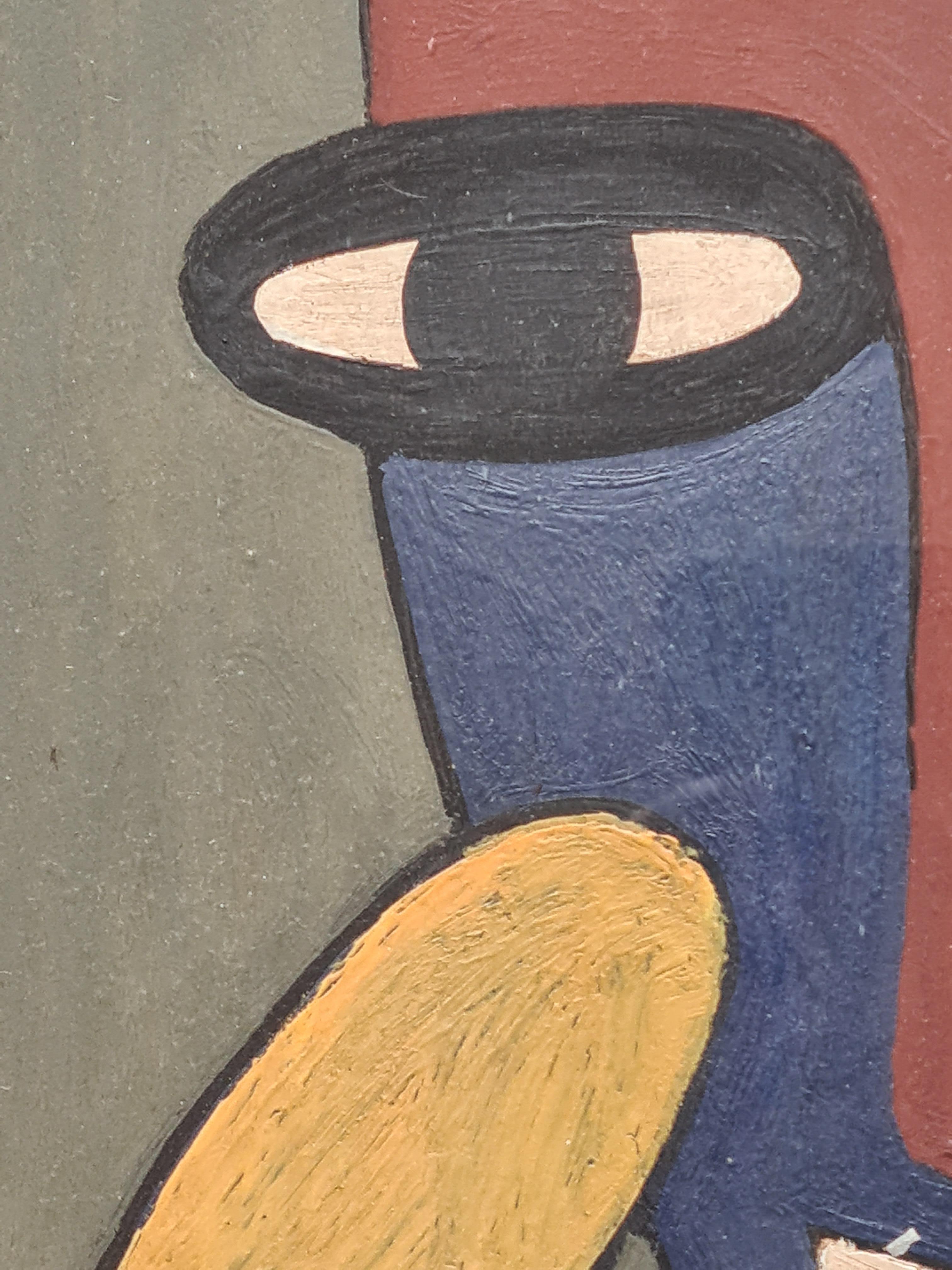 Acrilico e olio su tavola nella forma moderna di una maschera africana stilizzata su un supporto dell'artista francese Créqule. Firmato in basso a destra. Il quadro è presentato in una cornice di legno semplice, sotto vetro.

Questo dipinto, dallo