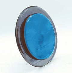 Crtistal Art Blue Table Mirror, Italy, 1970s