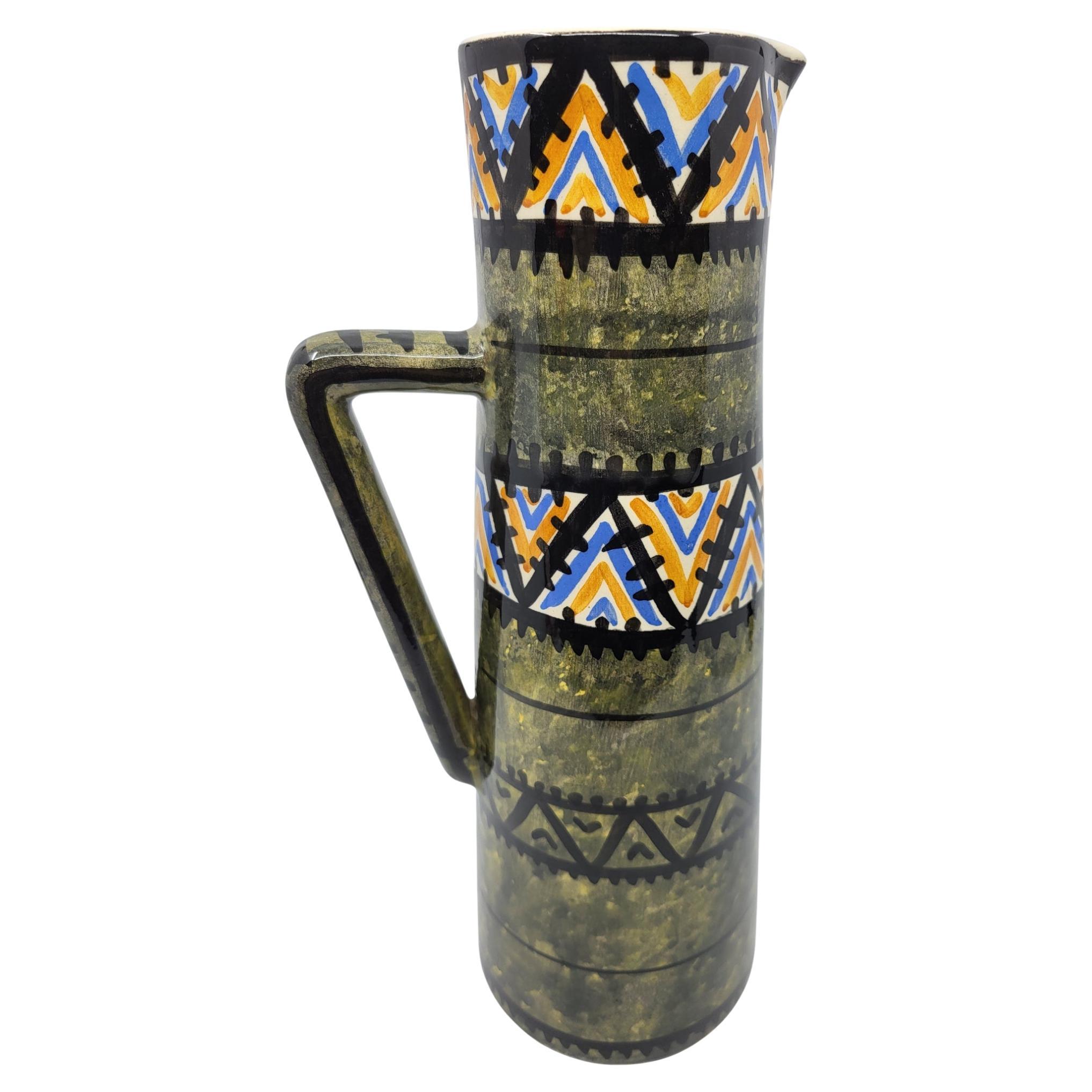 Cruche Simone Carrié  atelier "Kercy Quimper" pour Elchinger, France,  1950 For Sale