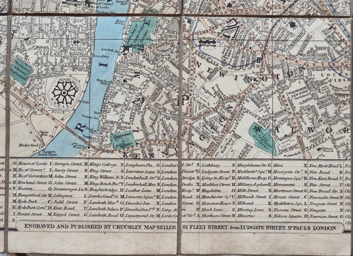 Nouveau plan de Londres de Cruchley - Édition 1840  Carte pliante origi en vente 2