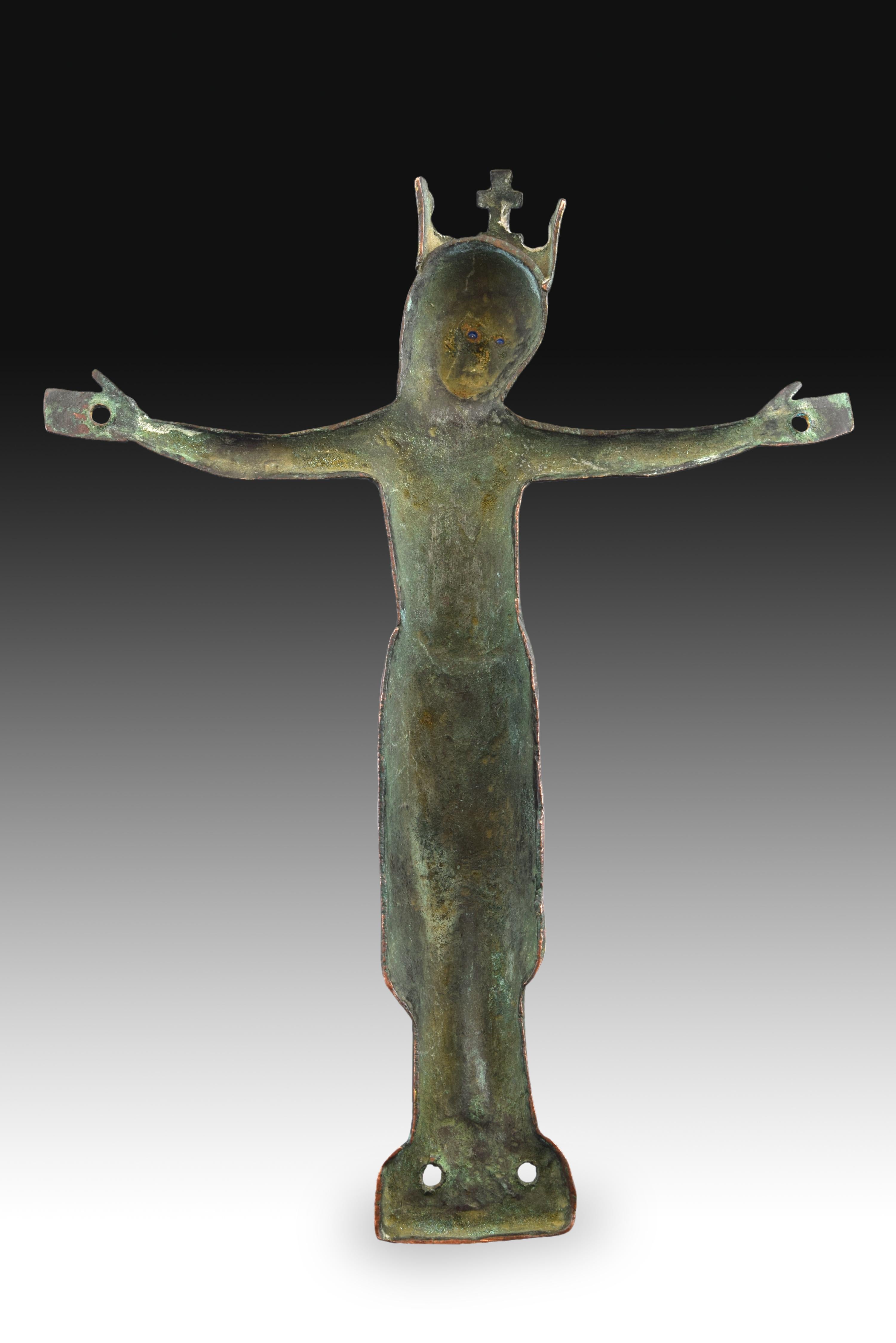 Medieval Crucified Christ ‘Corpus Christi’ Copper, Enamel, Jet Limoges, 12th-13th Century