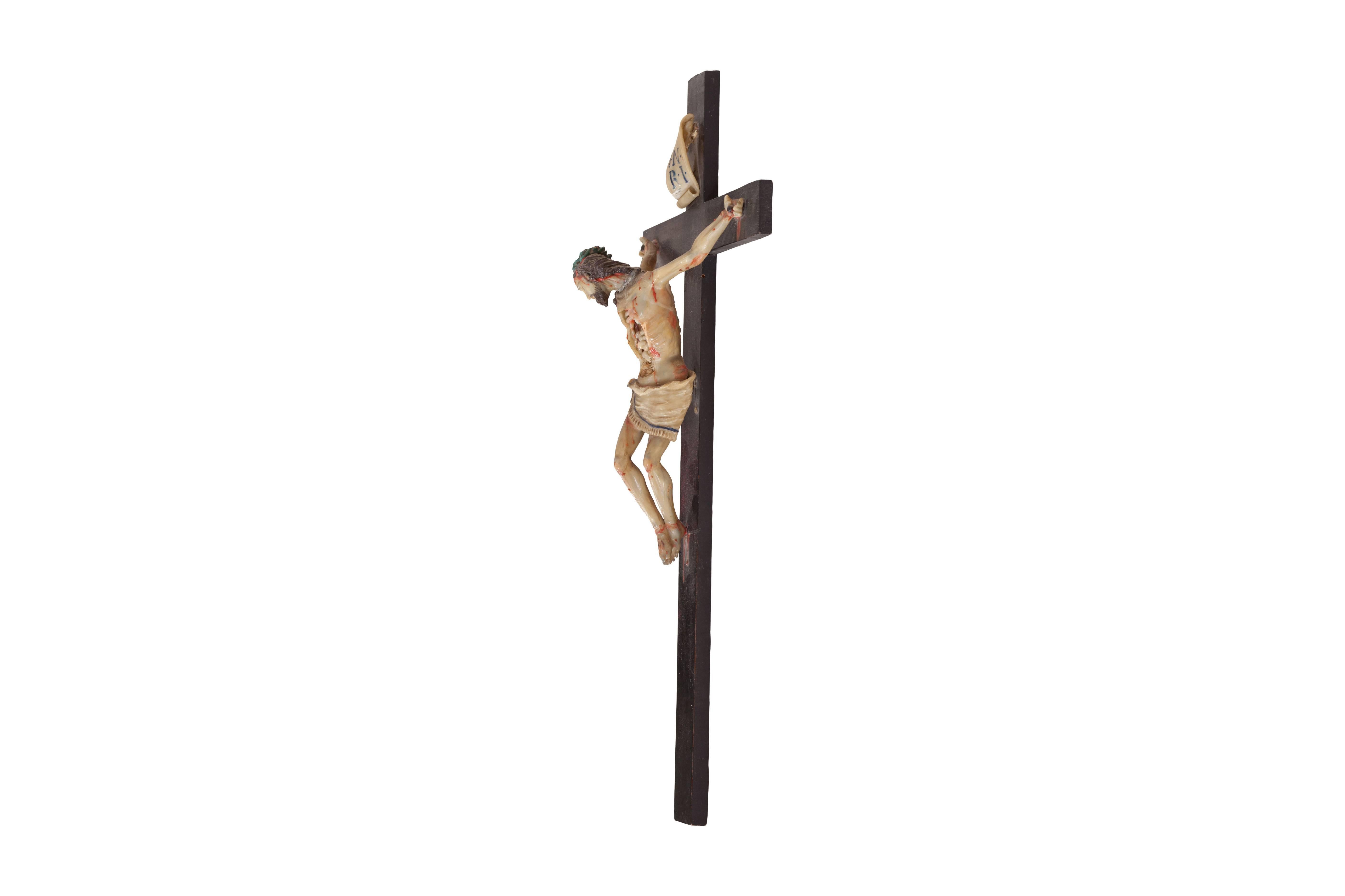 Kreuzkristall-Skulptur des Christus (Moderne der Mitte des Jahrhunderts) im Angebot