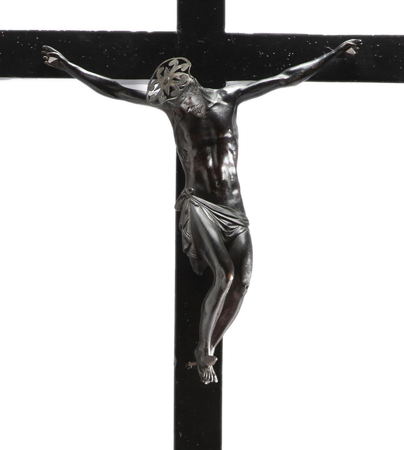Barocco Crucifix, Bronze, iron, and wood, Lombardy, mid-17th century in vendita