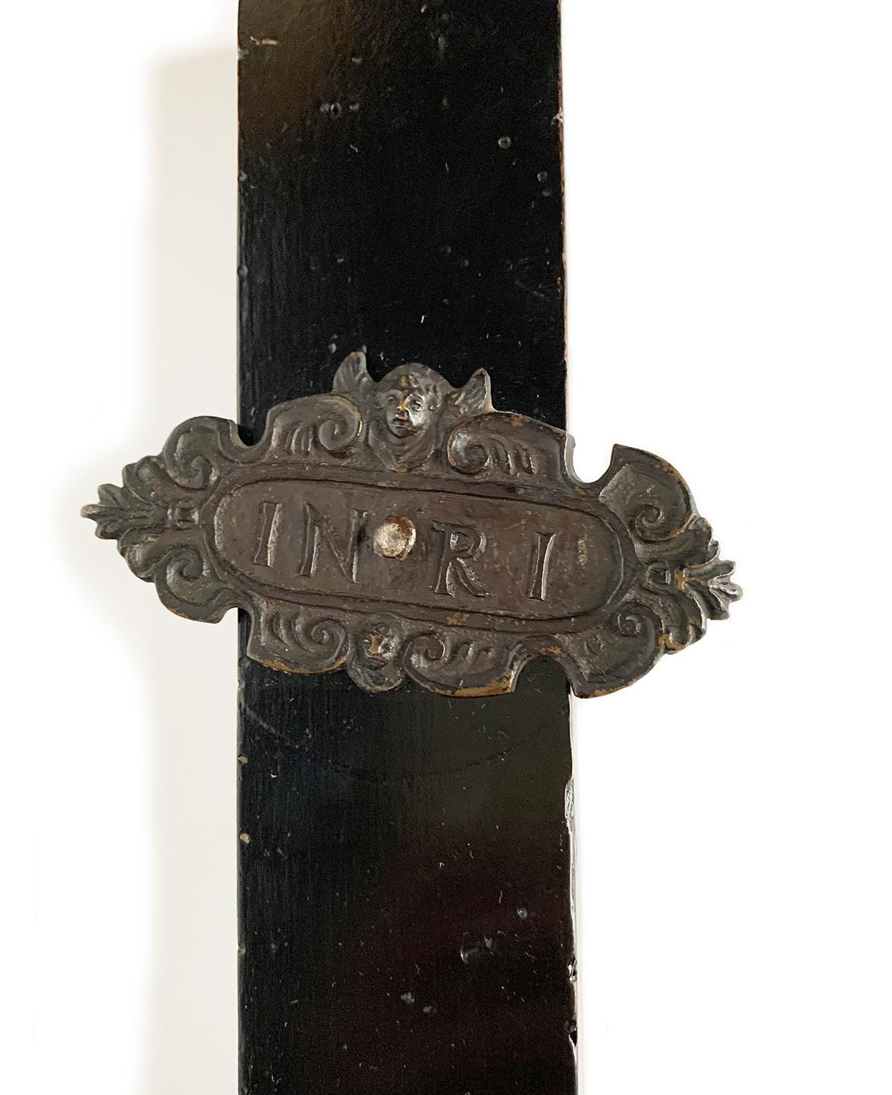 Italian Crucifix, Bronze, iron, and wood, Lombardy, mid-17th century in vendita