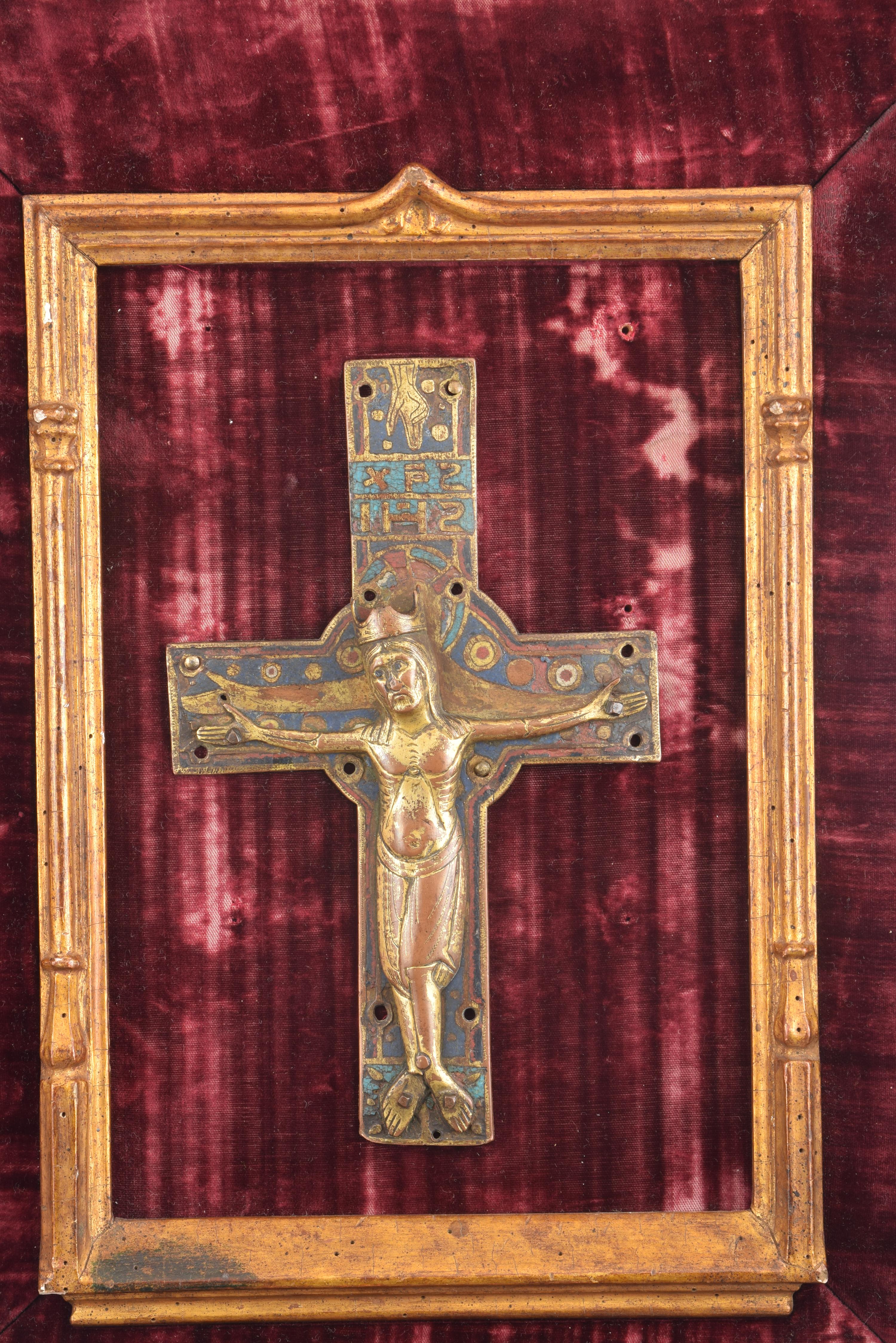 Medieval Crucifix ‘Corpus Christi’ Neogothic Frame, 20th Century, Limoges