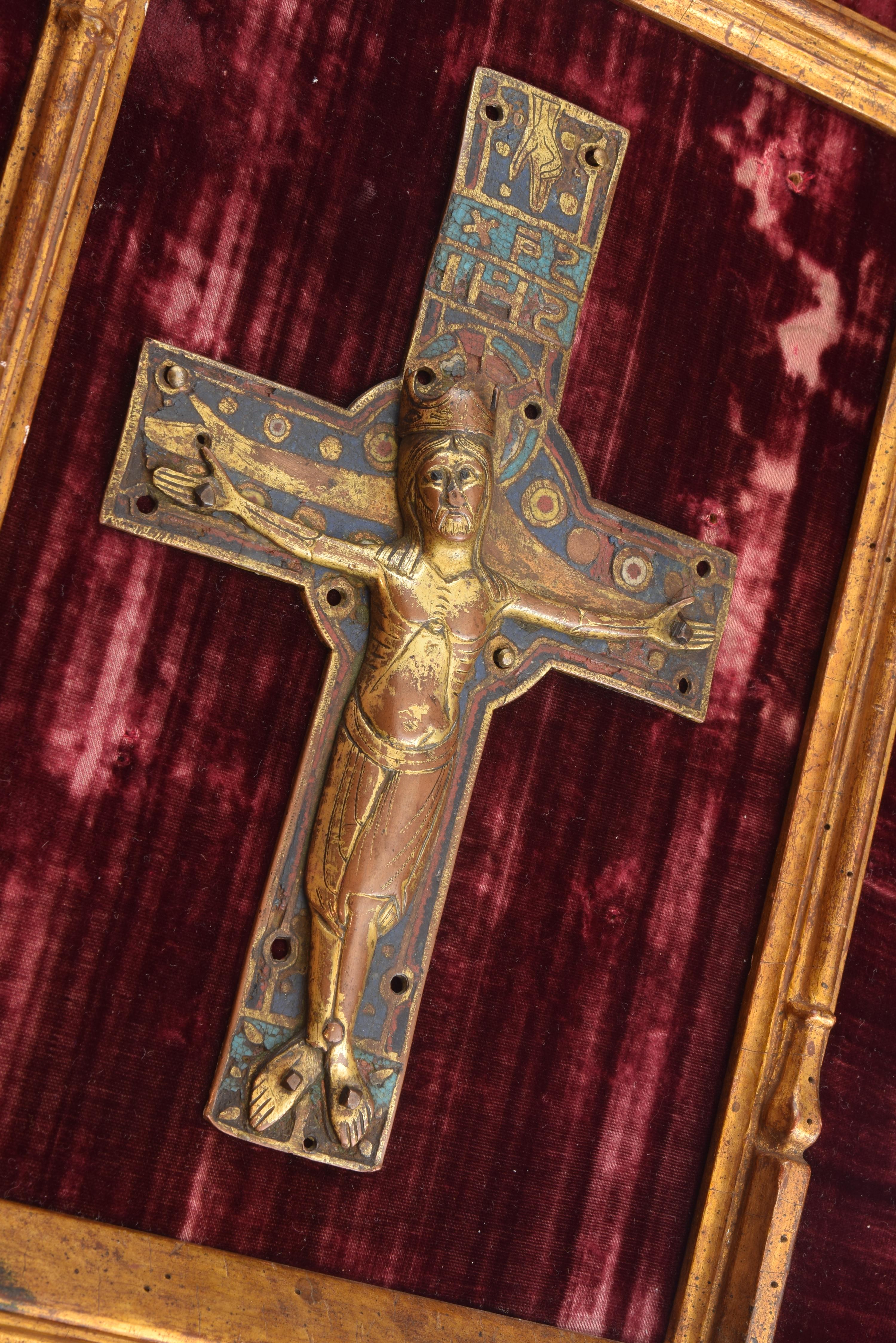 French Crucifix ‘Corpus Christi’ Neogothic Frame, 20th Century, Limoges