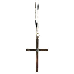 Crucifix Cross Necklace Aquamarine Heart Astrology Planet Symbols Enamel Chain