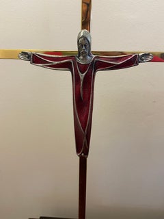 Crucifix in Enamelled Brass