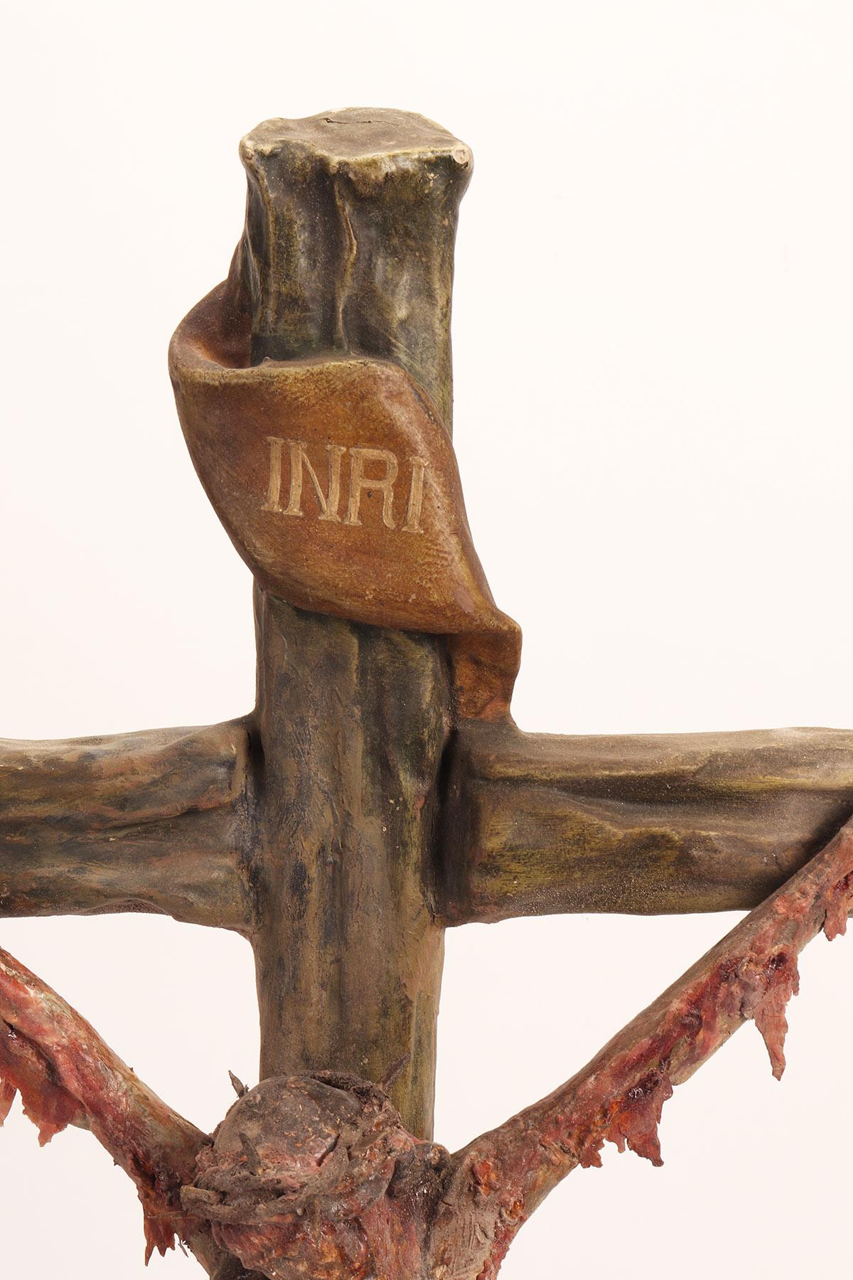Wood Crucifix on Calvary, Called Plague of Christ, France, Early 18th Century For Sale