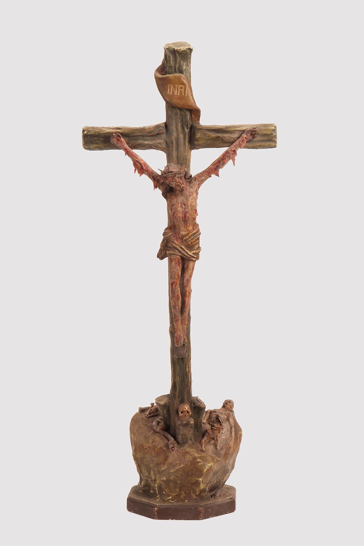 Francese Crocifisso sul Calvario, Piaga di Cristo o Crocifisso della Piaga. Francia, circa 1700. in vendita