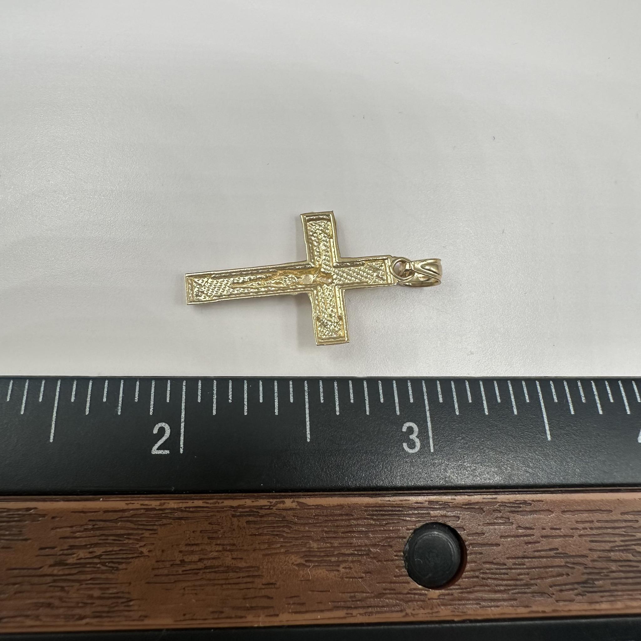 Colgante Crucifijo en Oro Bicolor de 14kt - 1.11g, Estado Nuevo en venta 1