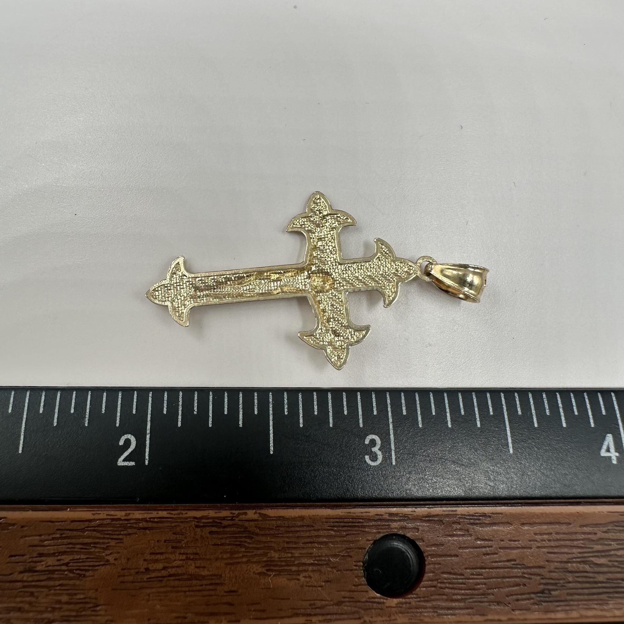 Pendentif Crucifix en or jaune 14kt - 1.3g, New Condition en vente 1