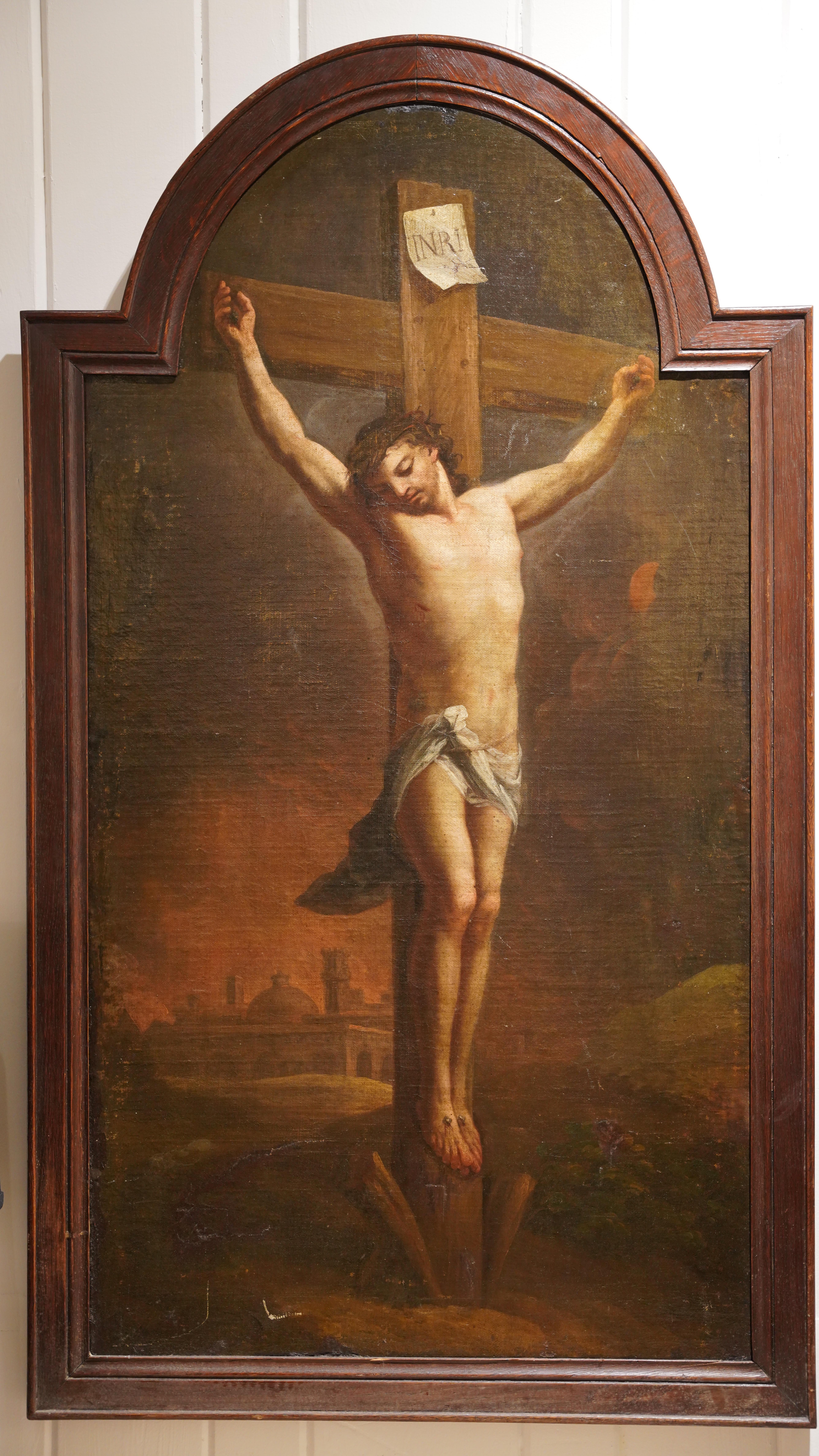 Kreuzigung von Christus Gemälde (Leinwand) im Angebot