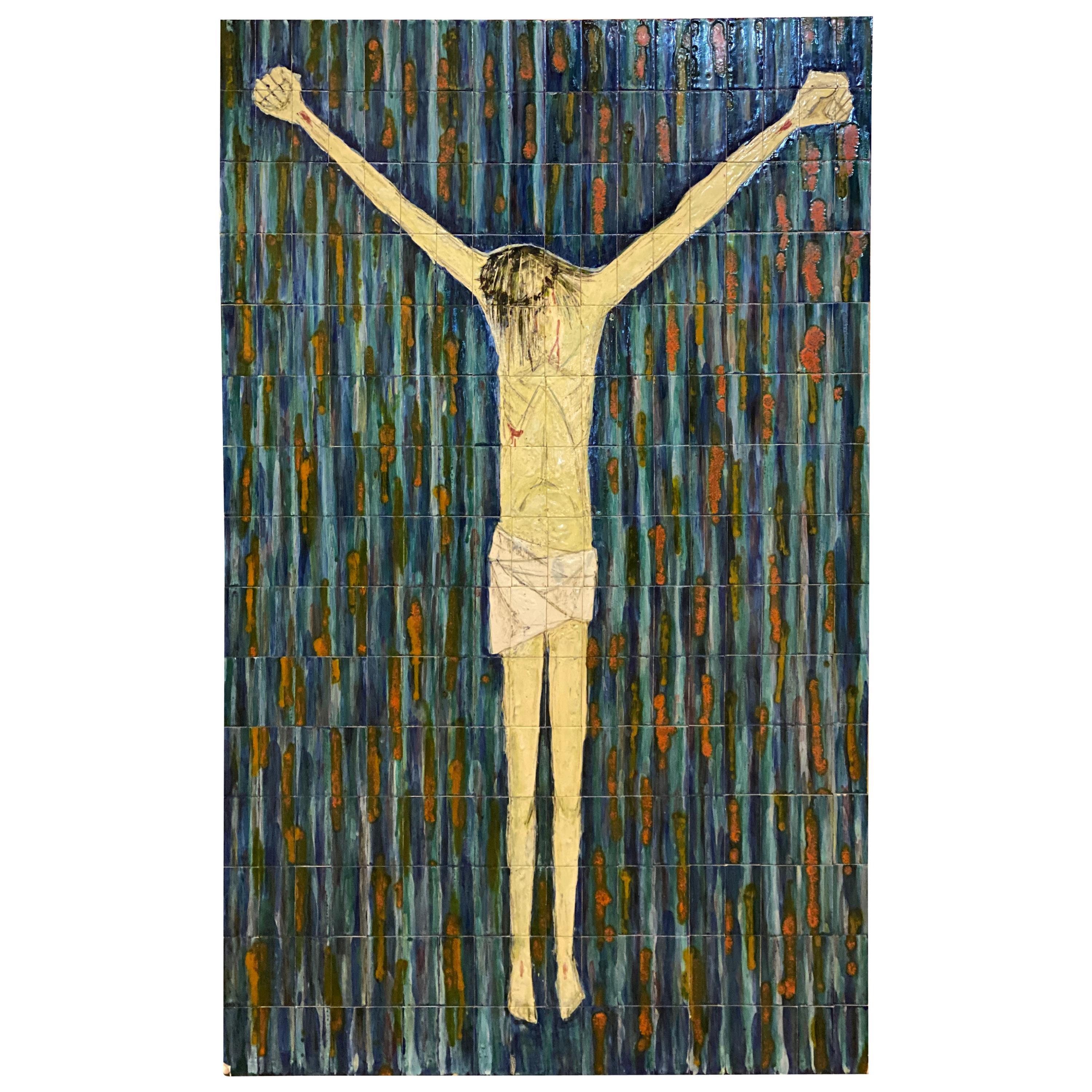 Crucifixion Tile Mosaic Tableau, Italy, 1970s