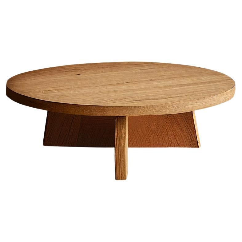 Runder Tisch mit kreuzförmigem Pyramidenfuß aus Massivholz von Nono