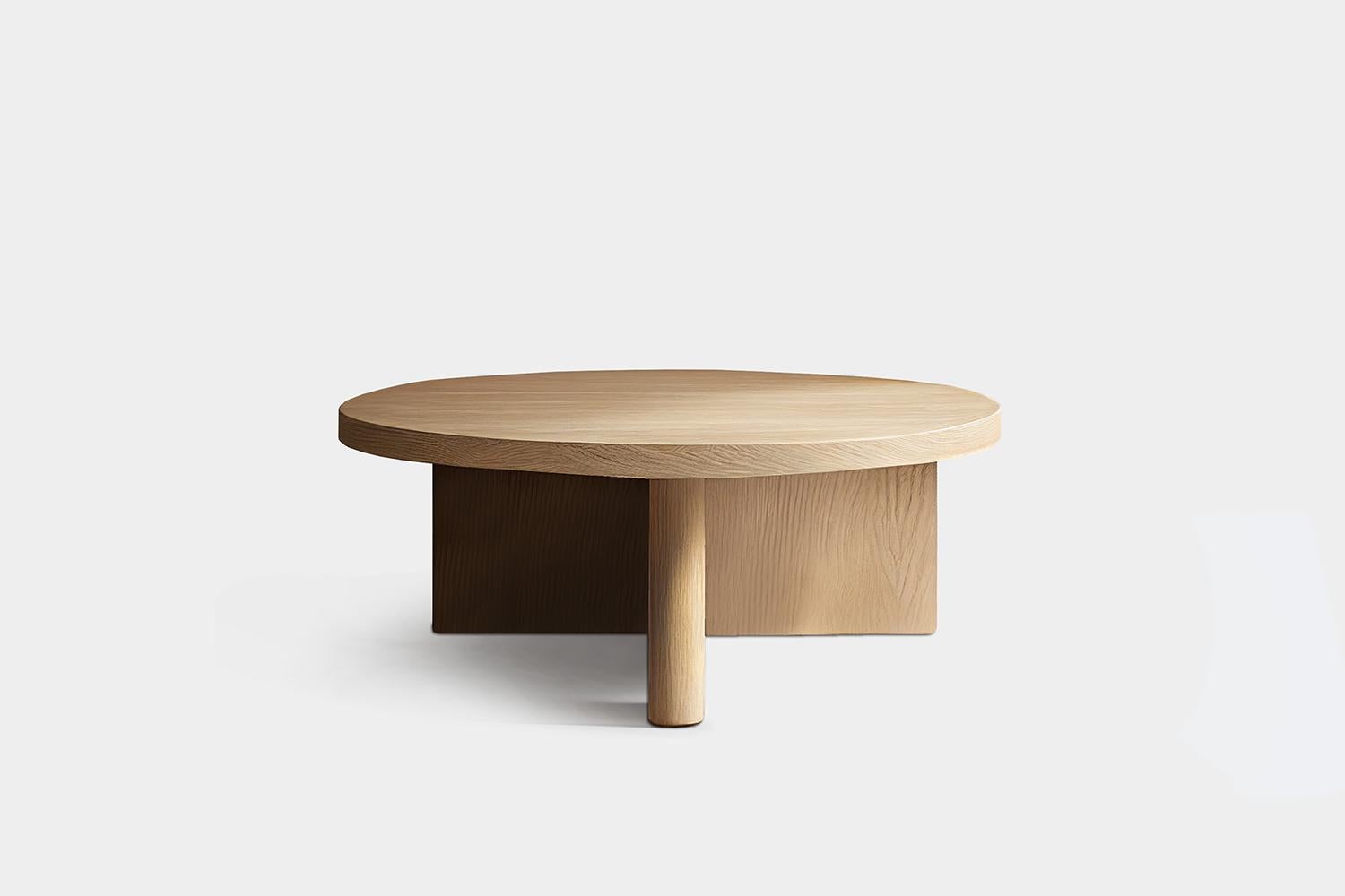 Brutalist Cruciform Solid Wood Round Table By NONO For Sale