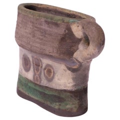 Vintage Crude / Primitive Stoneware Vase with Handle Signed "Pollack 78"