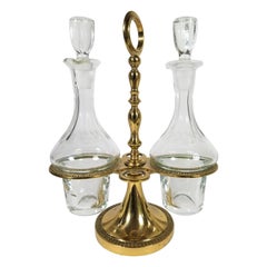 Vintage Cruet Set Italian Brass and Glass, Italy