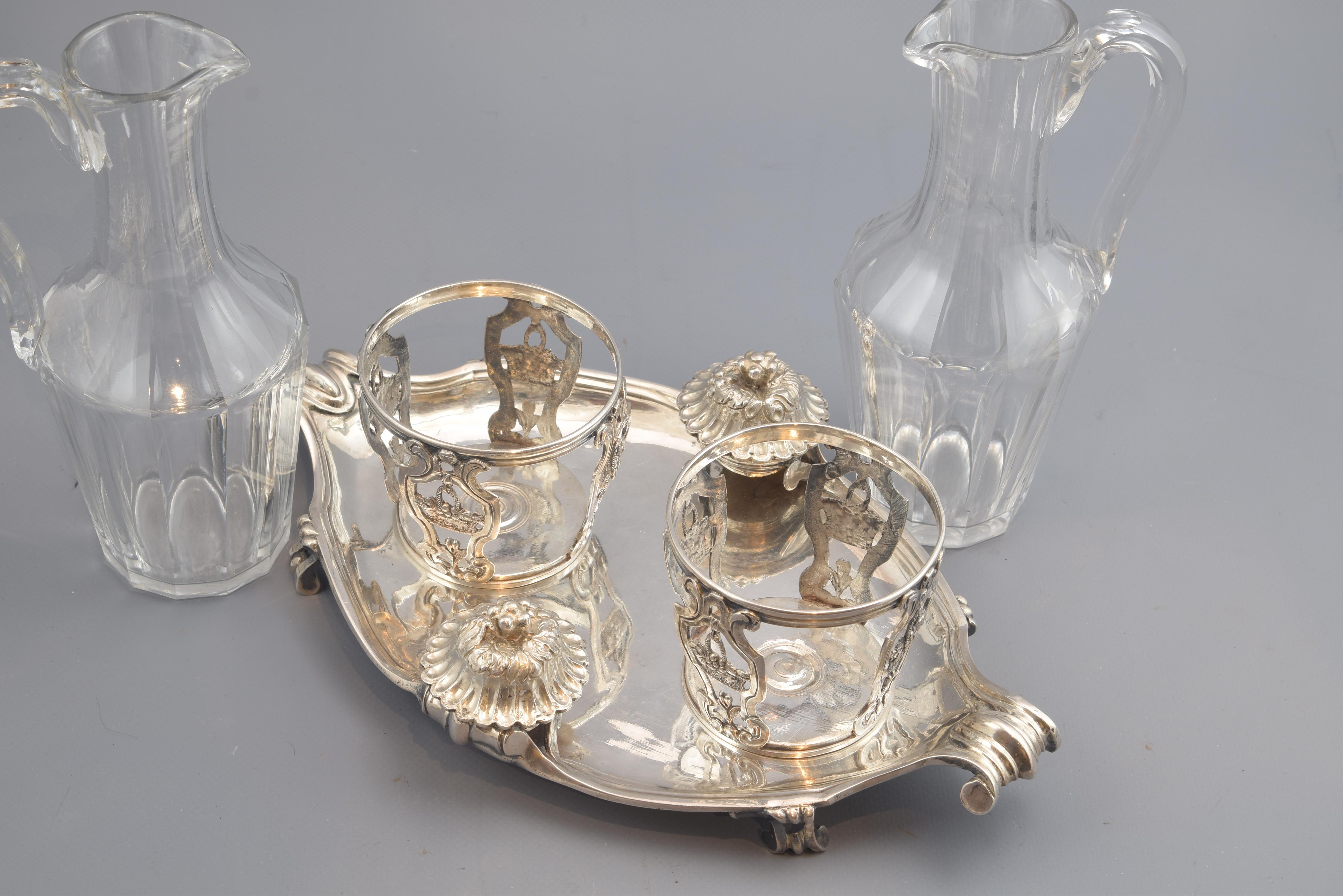 Cruet Set, Silver, Glass, René-Pierre Ferrier, Paris, France, 1775 For Sale 3
