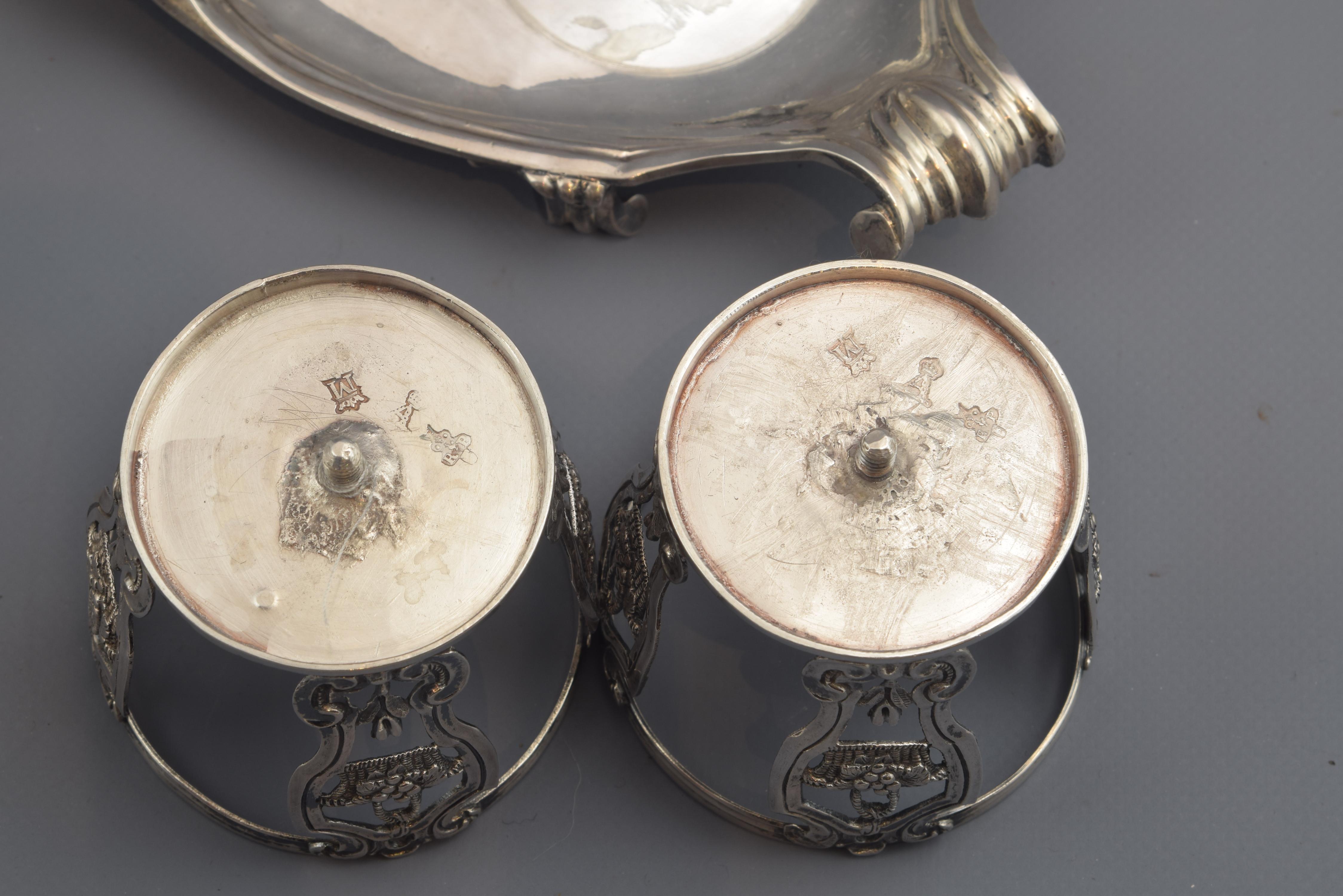 French Cruet Set, Silver, Glass, René-Pierre Ferrier, Paris, France, 1775 For Sale