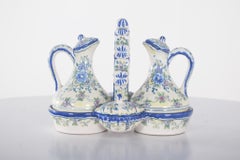 Cruet with Olive Tree, in Portuguese Faience from Alcobaça, PL Valado