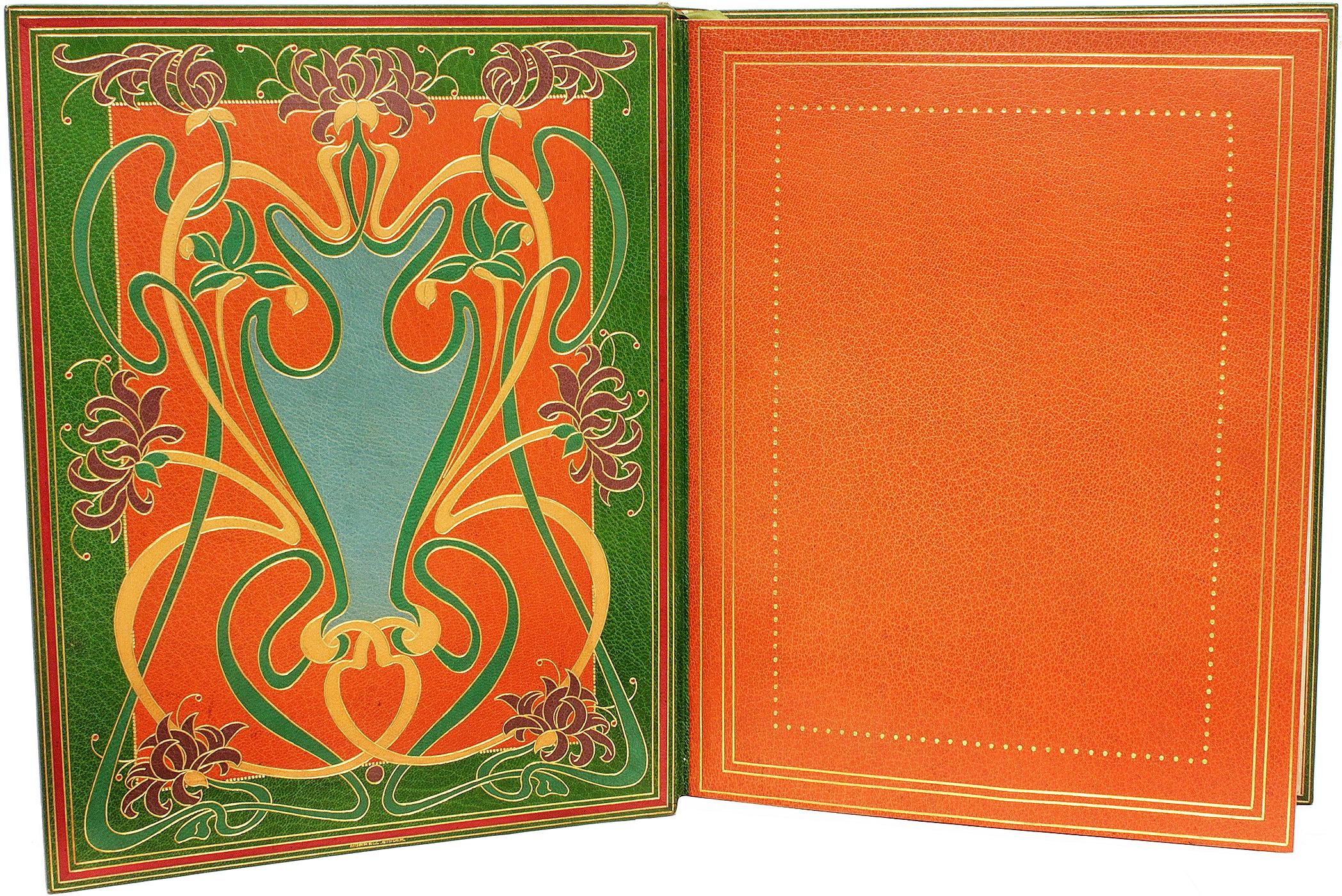 AUTHOR: CRUIKSHANK, George (introduction by Joseph Grego)

TITLE: Cruikshank's Water Colours.

PUBLISHER: London: A. & C. Black, 1903.

DESCRIPTION: EDITION-DE-LUXE IN EXTRAORDINARILY LAVISH MORRELL PICTORIAL BINDING. 4to., 10-9/16 x 8-5/8, limited
