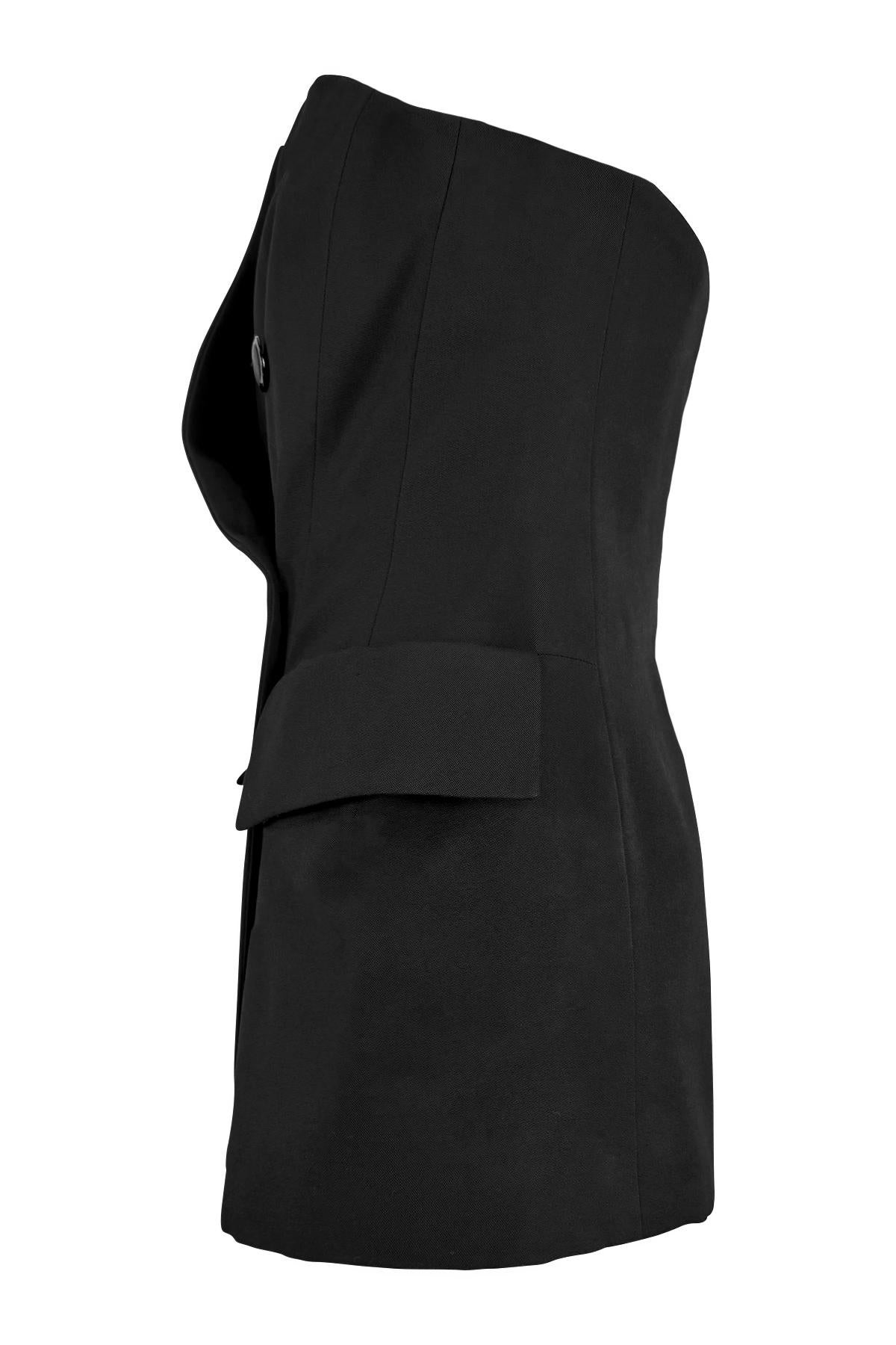 Black Cruise 1989 Yves Saint Laurent Rive Gauche Double Breasted Corset Mini Dress For Sale
