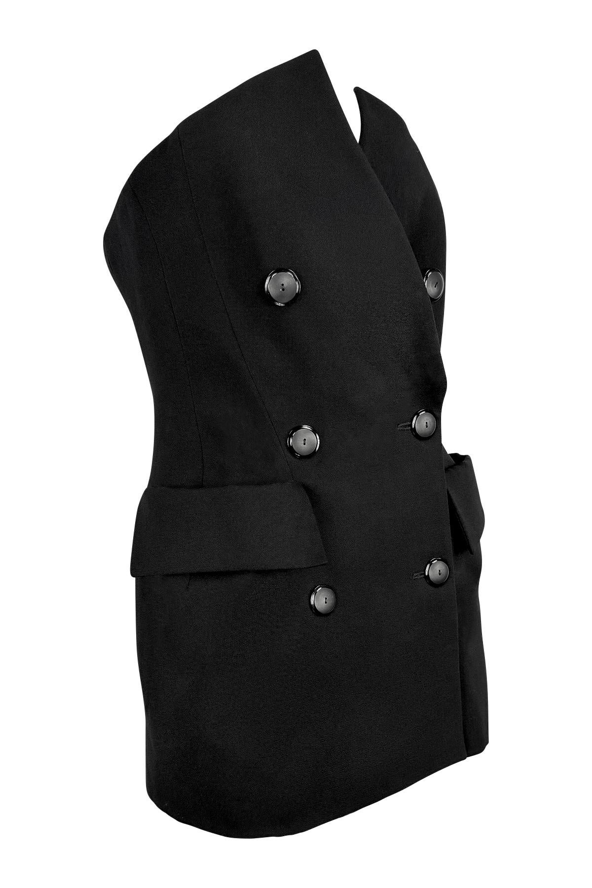 Cruise 1989 Yves Saint Laurent Rive Gauche Double Breasted Corset Mini Dress For Sale 1