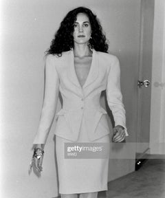 Cruise 1993 Thierry Mugler Runway Sculptural Curved Pockets Black Skirt Suit