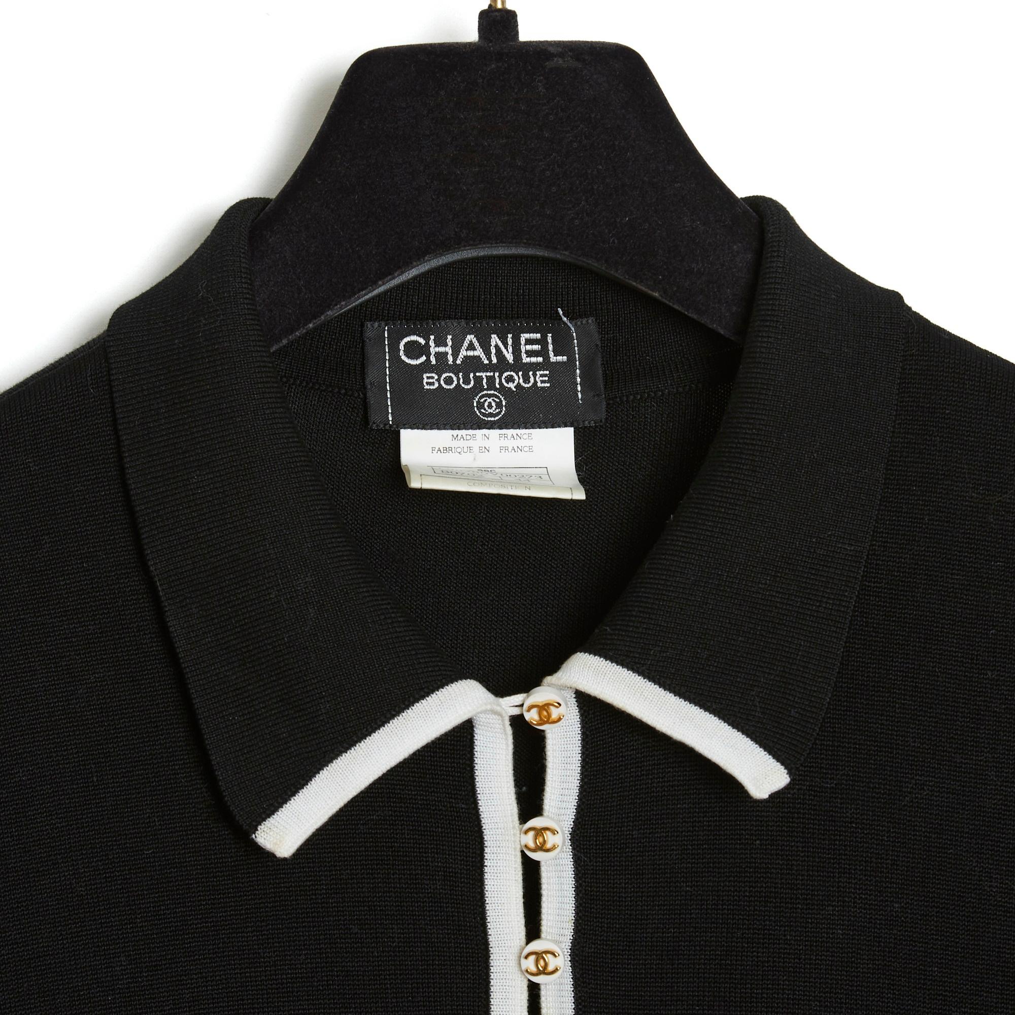 Women's or Men's Cruise 1998 Chanel Polo Black White FR38 For Sale
